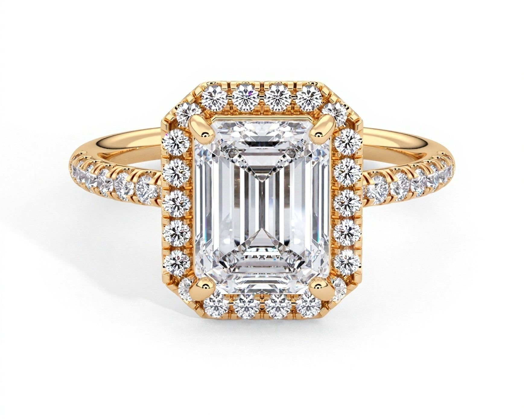 2 Carat Radiant Emerald Cut Petite Halo Micropavé Engagement Ring - Mr. Alex Jewelry