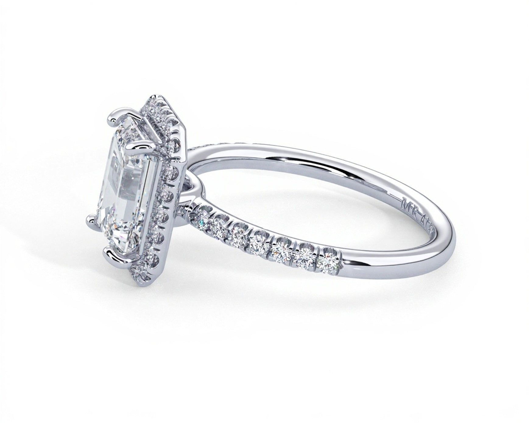2 Carat Radiant Emerald Cut Petite Halo Micropavé Engagement Ring - Mr. Alex Jewelry