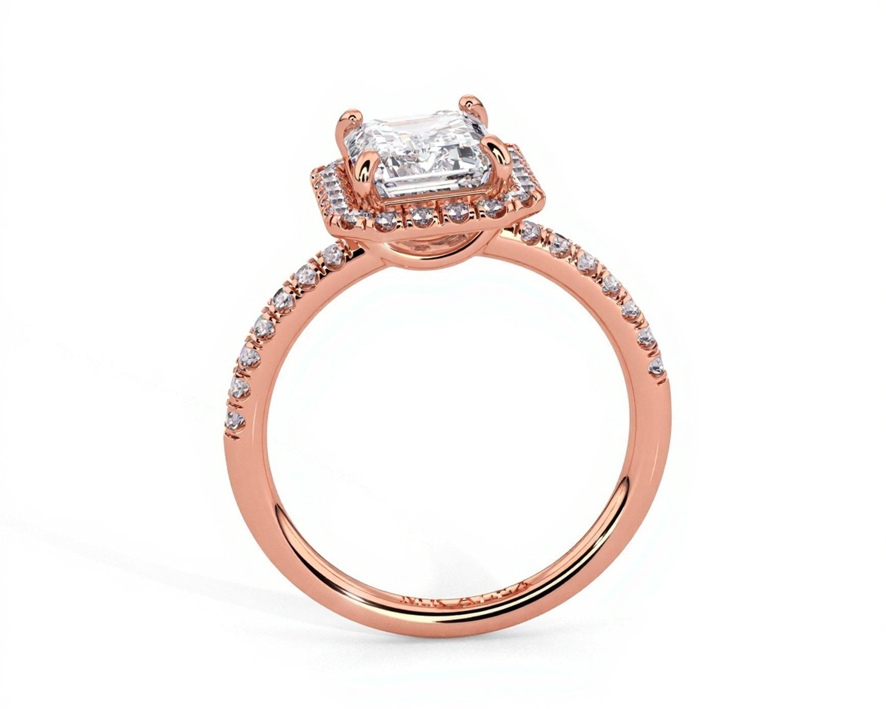 2 Carat Radiant Emerald Cut Petite Halo Micropavé Engagement Ring - Mr. Alex Jewelry