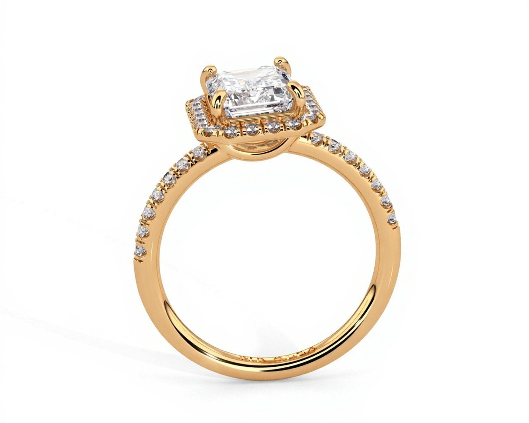 2 Carat Radiant Emerald Cut Petite Halo Micropavé Engagement Ring - Mr. Alex Jewelry