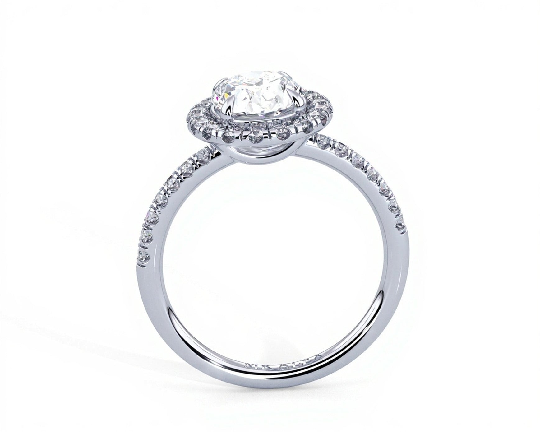 2 Carat Radiant Oval Cut Petite Halo Micropavé Engagement Ring - Mr. Alex Jewelry