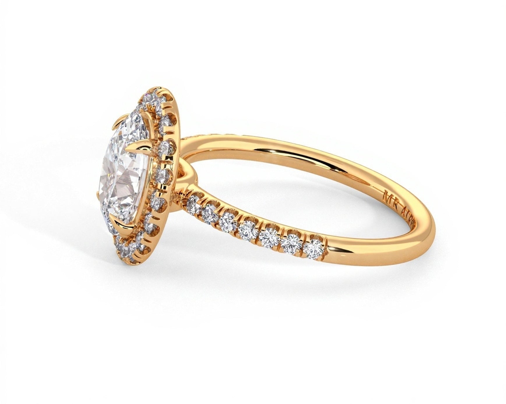 2 Carat Radiant Oval Cut Petite Halo Micropavé Engagement Ring - Mr. Alex Jewelry