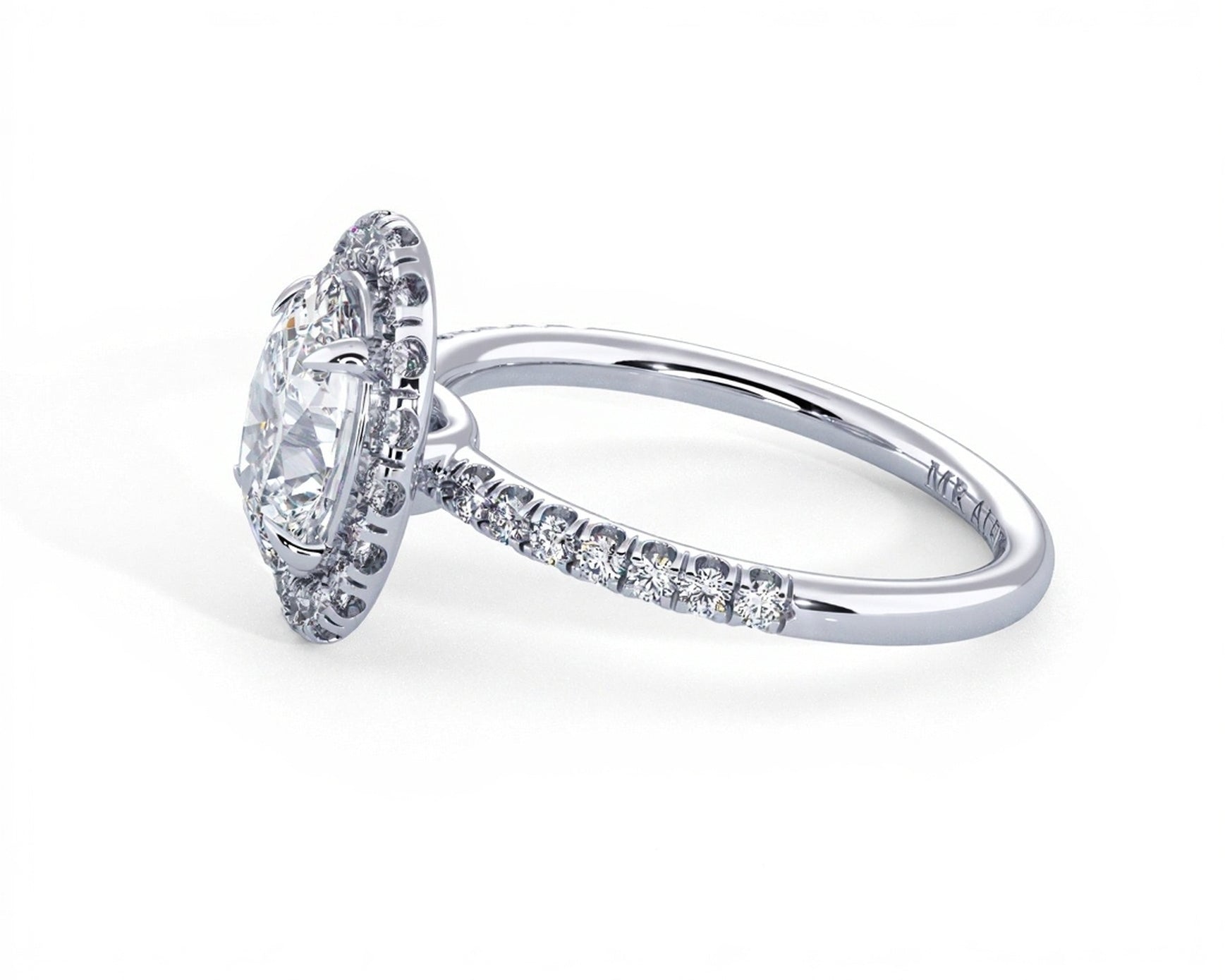2 Carat Radiant Oval Cut Petite Halo Micropavé Engagement Ring - Mr. Alex Jewelry