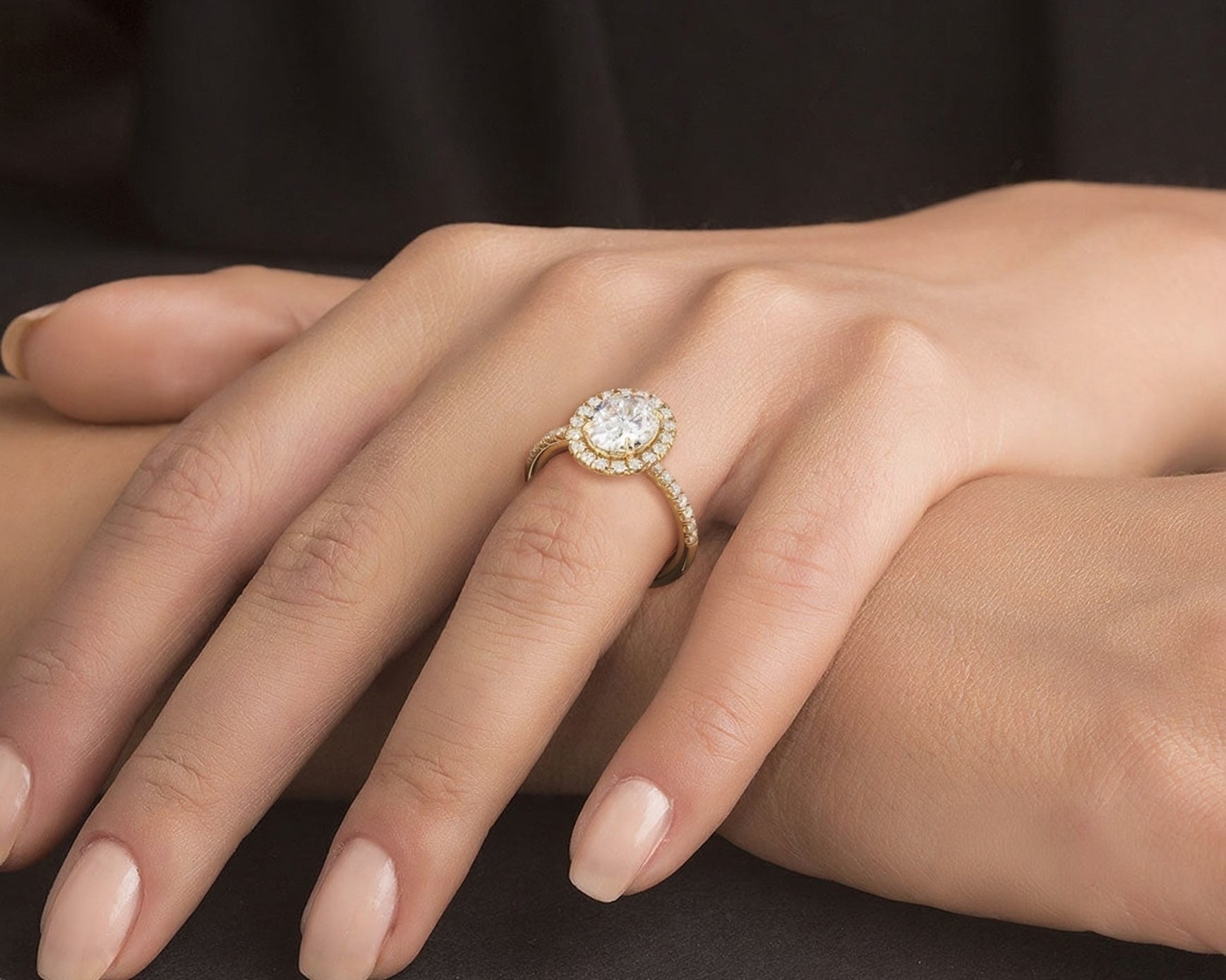 2 Carat Radiant Oval Cut Petite Halo Micropavé Engagement Ring - Mr. Alex Jewelry