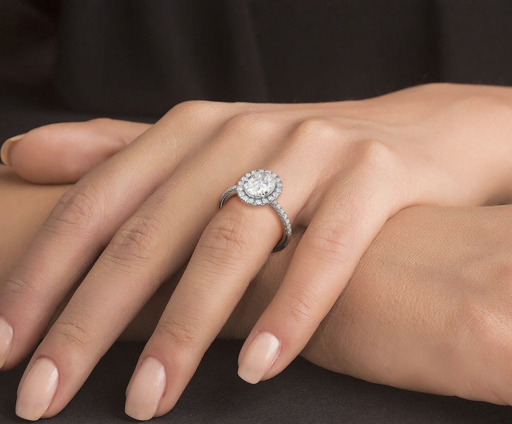 2 Carat Radiant Oval Cut Petite Halo Micropavé Engagement Ring - Mr. Alex Jewelry