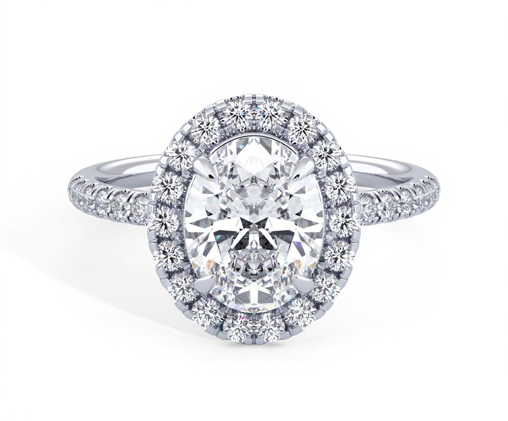 2 Carat Radiant Oval Cut Petite Halo Micropavé Engagement Ring - Mr. Alex Jewelry