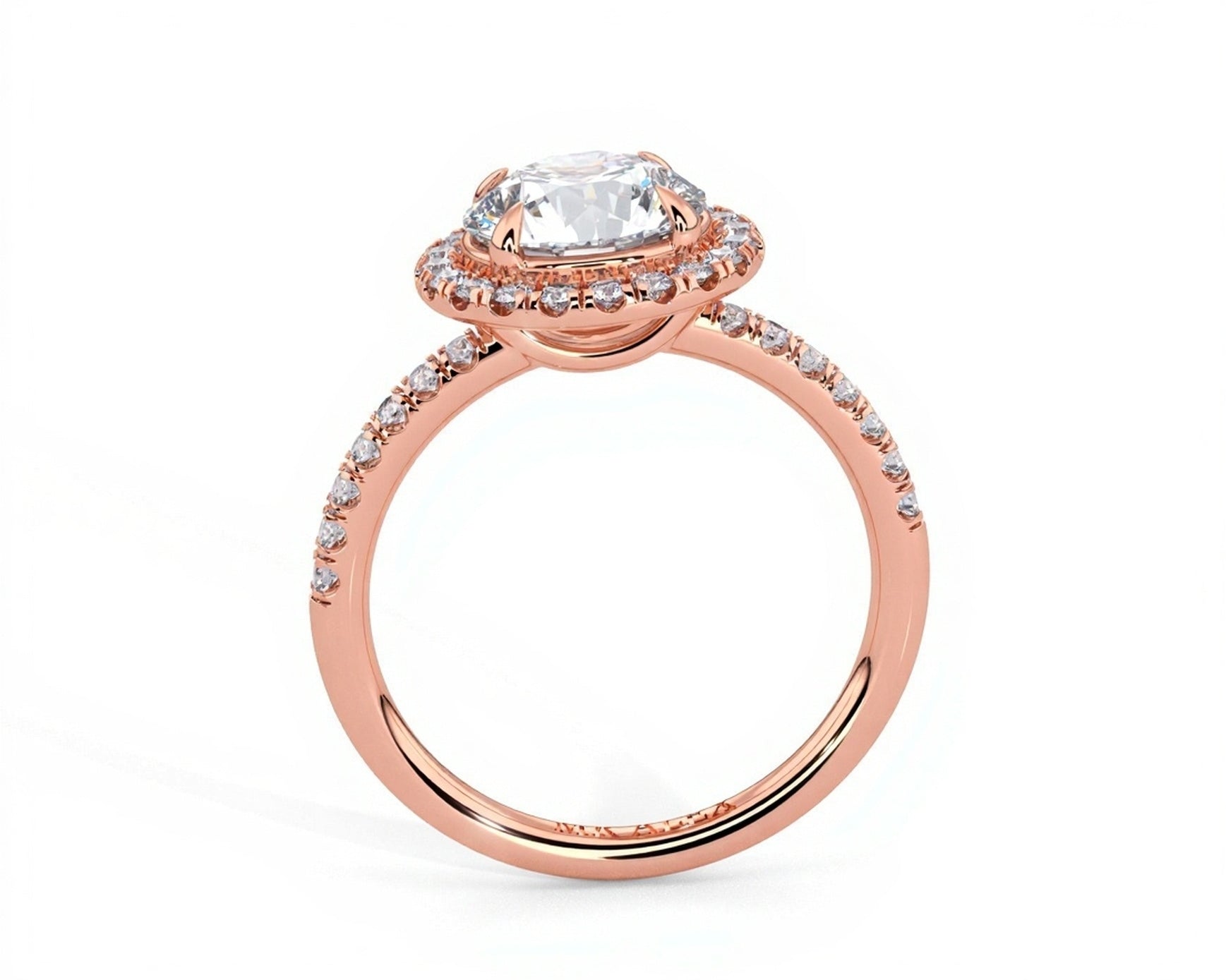 2 Carat Radiant Round Cut Petite Halo Micropavé Engagement Ring - Mr. Alex Jewelry