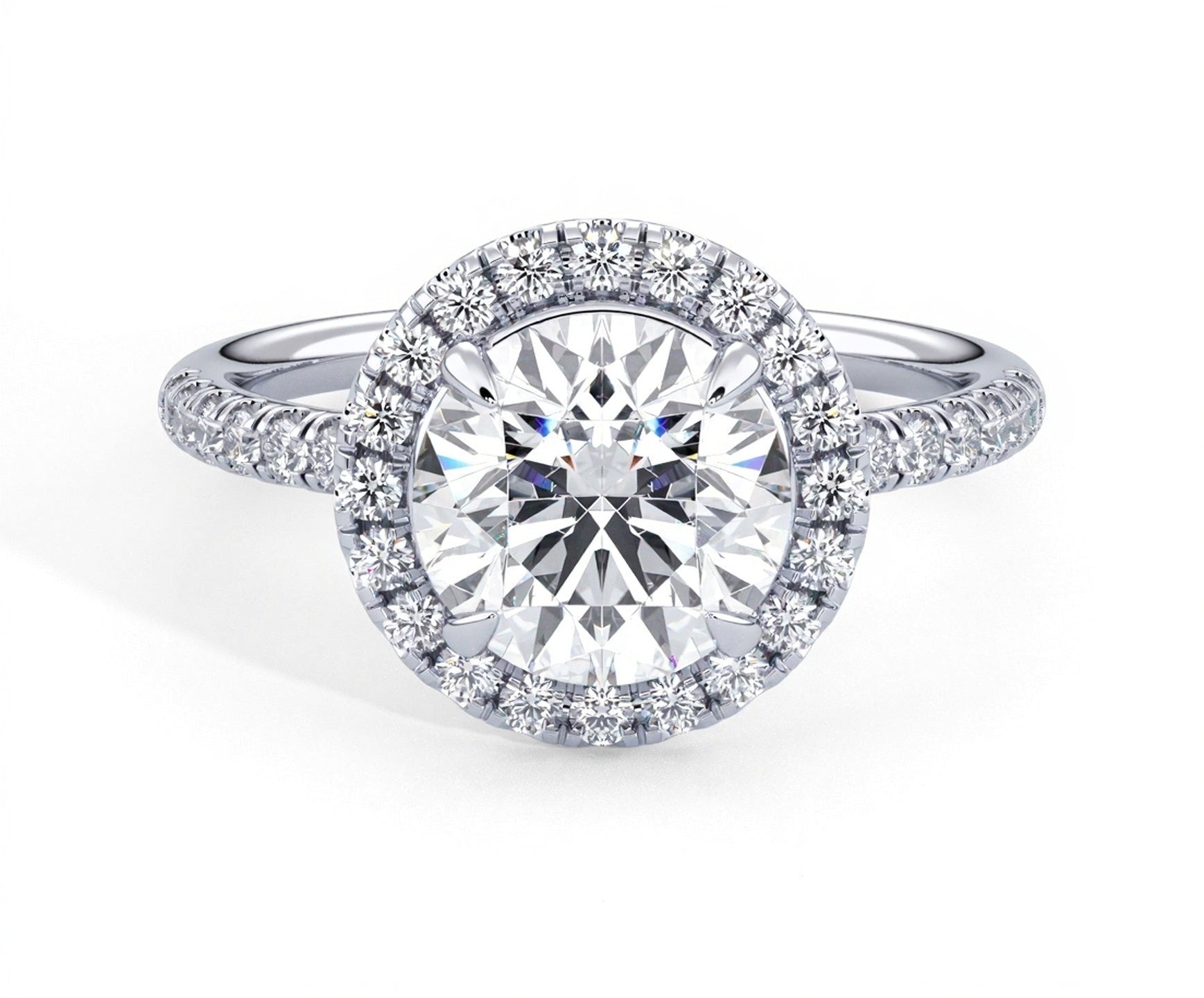2 Carat Radiant Round Cut Petite Halo Micropavé Engagement Ring - Mr. Alex Jewelry