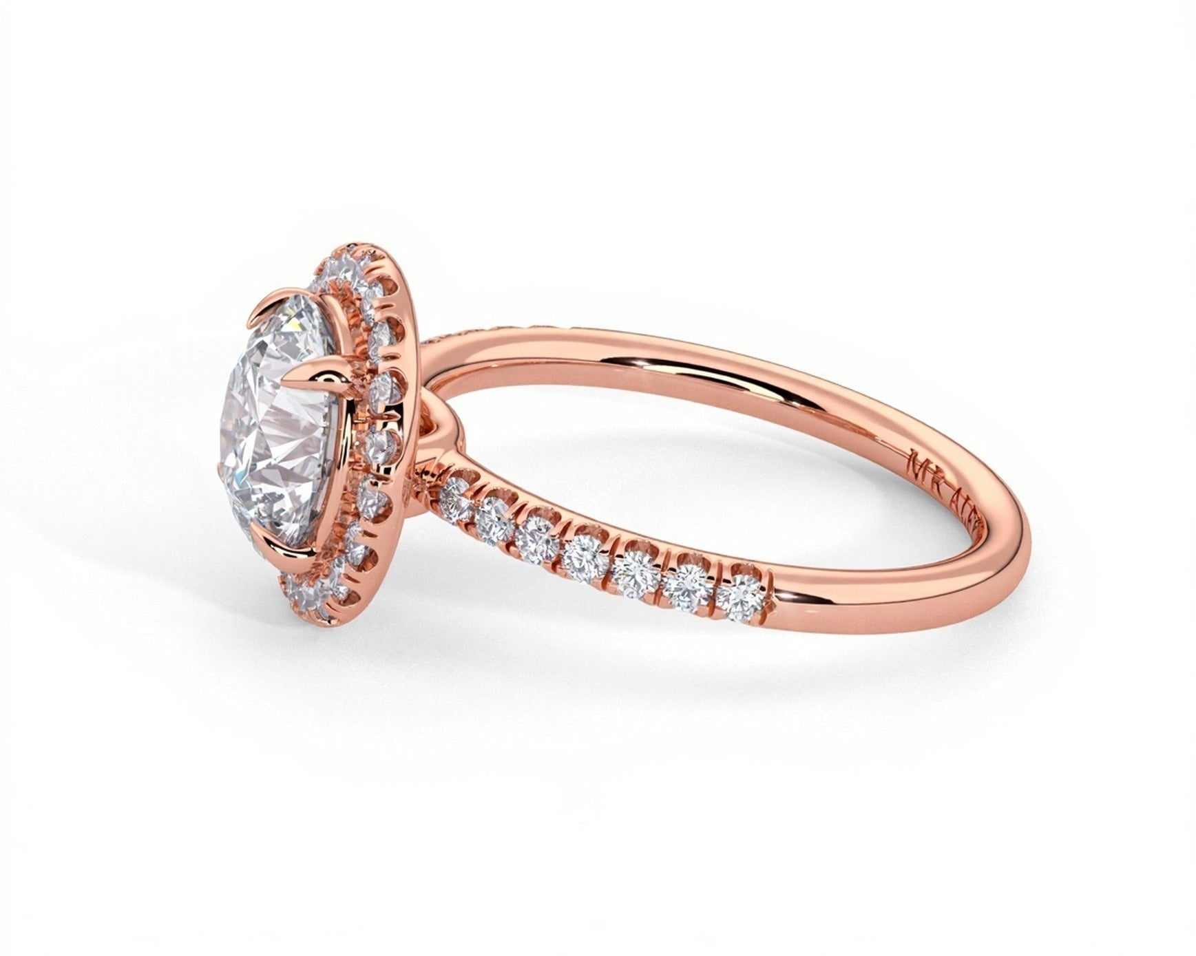 2 Carat Radiant Round Cut Petite Halo Micropavé Engagement Ring - Mr. Alex Jewelry