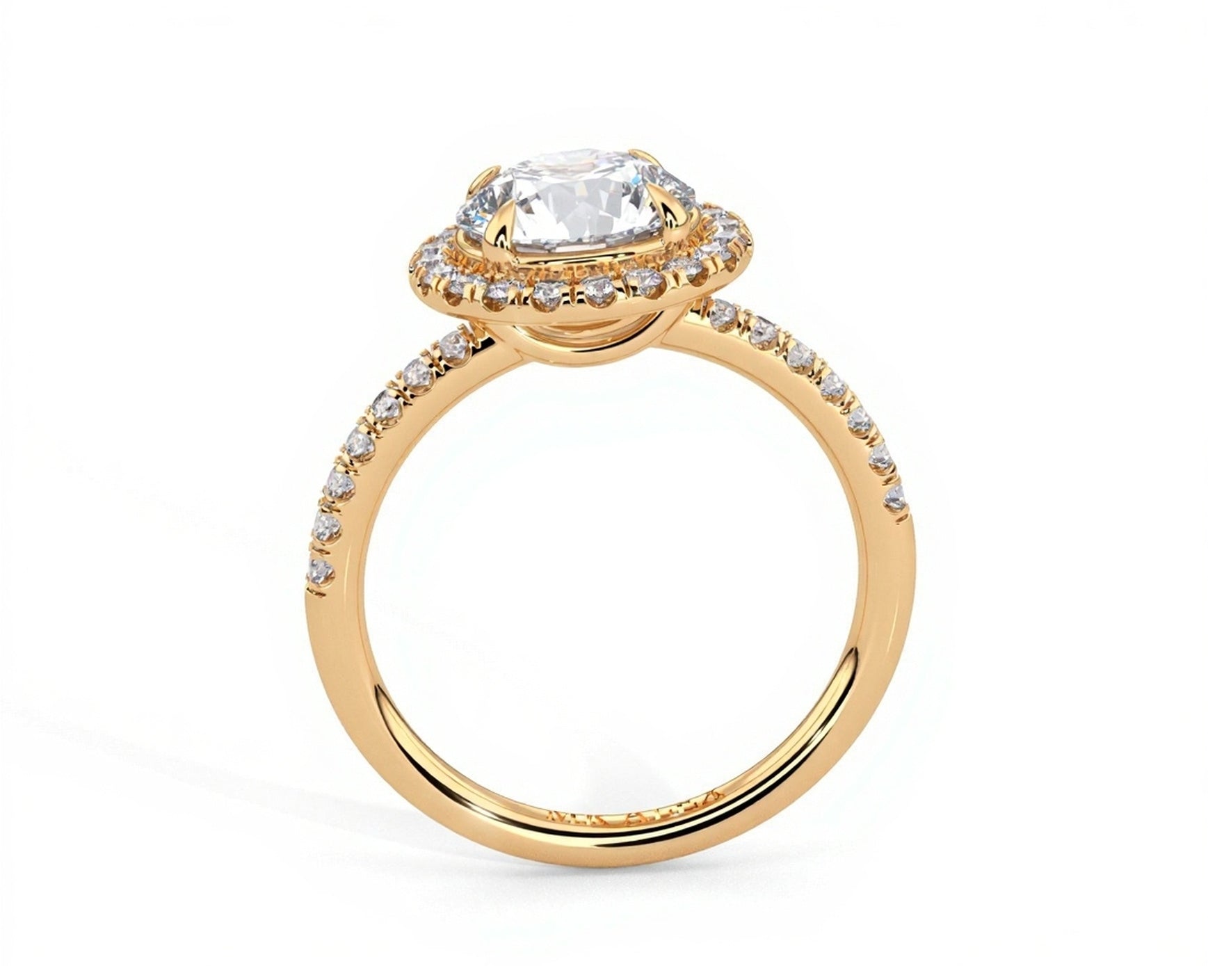 2 Carat Radiant Round Cut Petite Halo Micropavé Engagement Ring - Mr. Alex Jewelry