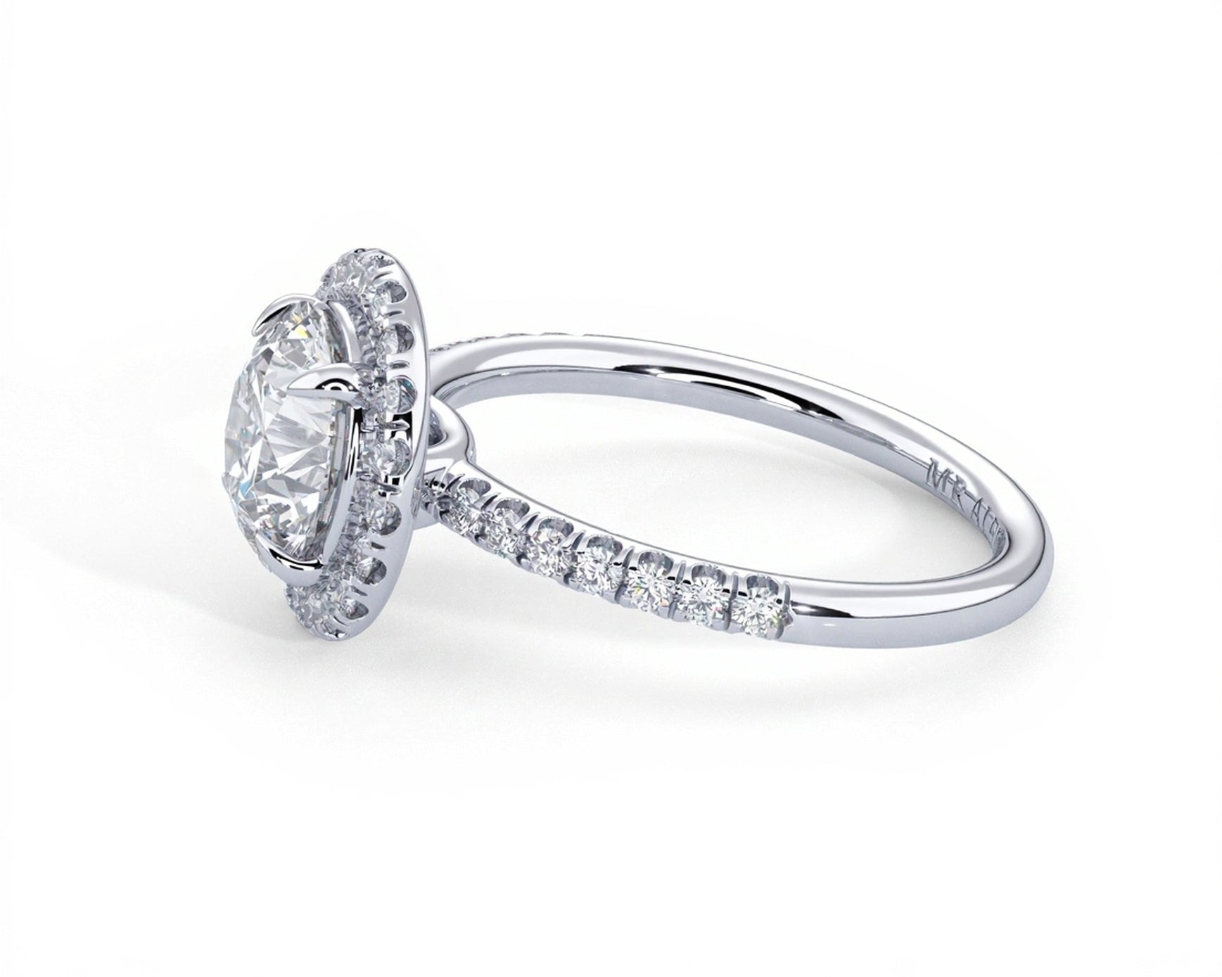 2 Carat Radiant Round Cut Petite Halo Micropavé Engagement Ring - Mr. Alex Jewelry