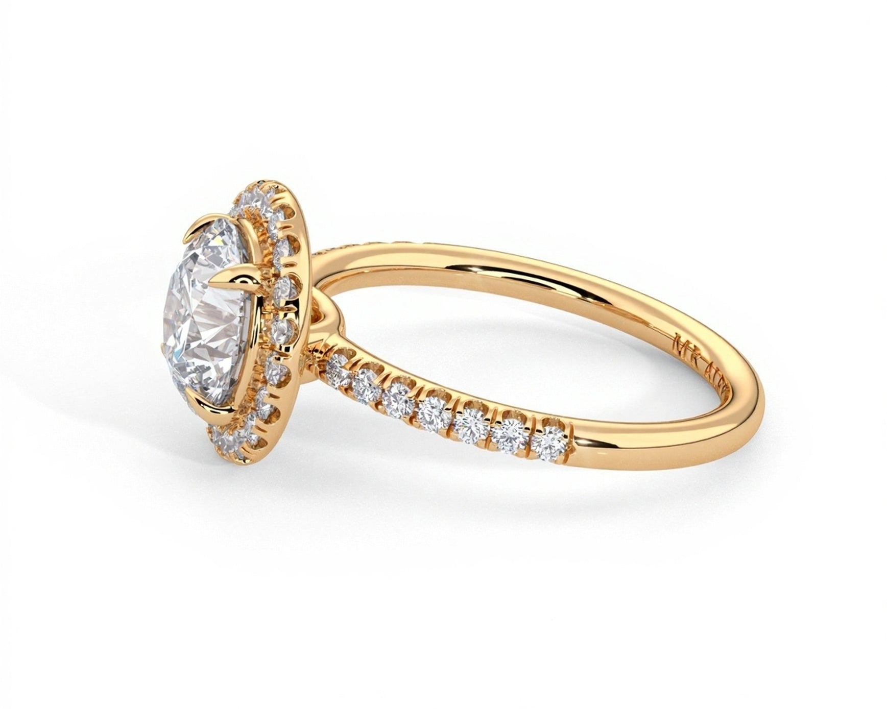 2 Carat Radiant Round Cut Petite Halo Micropavé Engagement Ring - Mr. Alex Jewelry