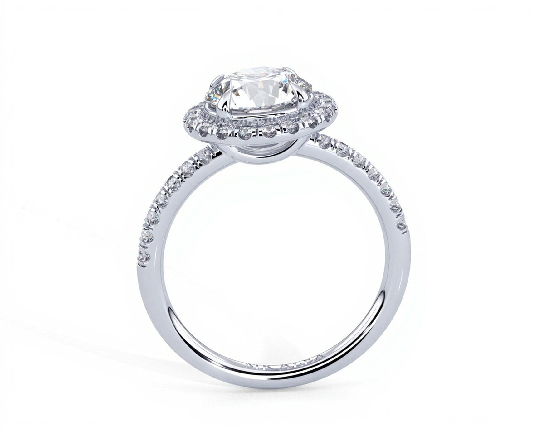2 Carat Radiant Round Cut Petite Halo Micropavé Engagement Ring - Mr. Alex Jewelry