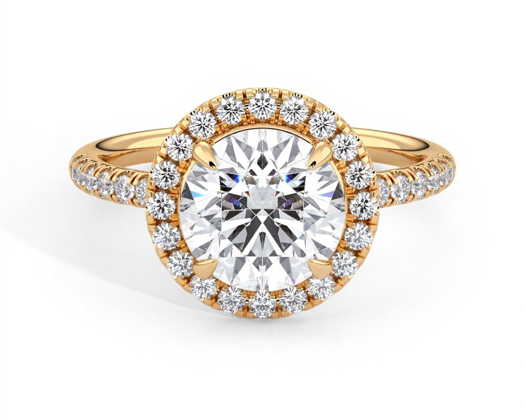 2 Carat Radiant Round Cut Petite Halo Micropavé Engagement Ring - Mr. Alex Jewelry