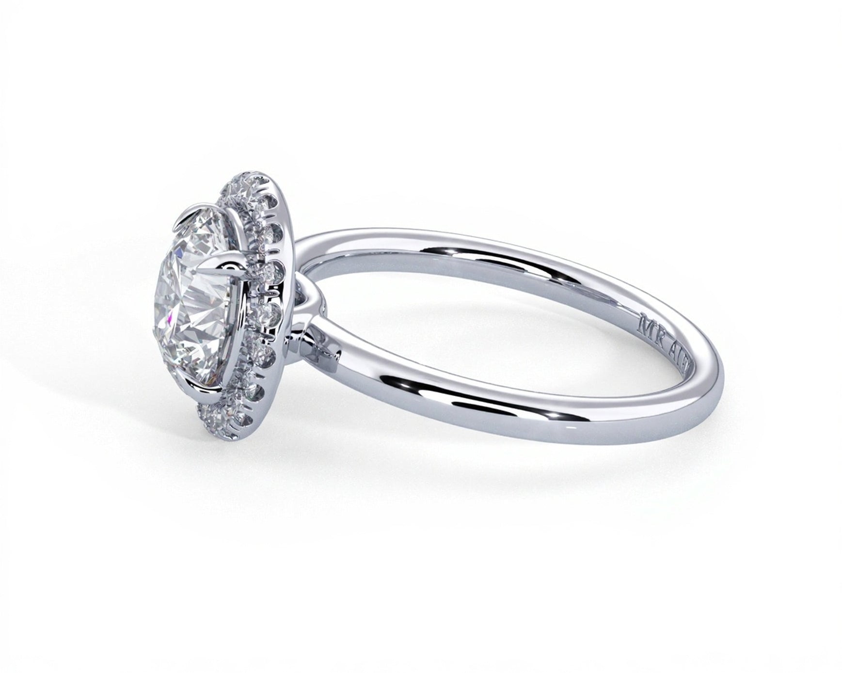 2 Carat Round Brilliant Cut Halo with Pain Shank Engagement Ring - Mr. Alex Jewelry