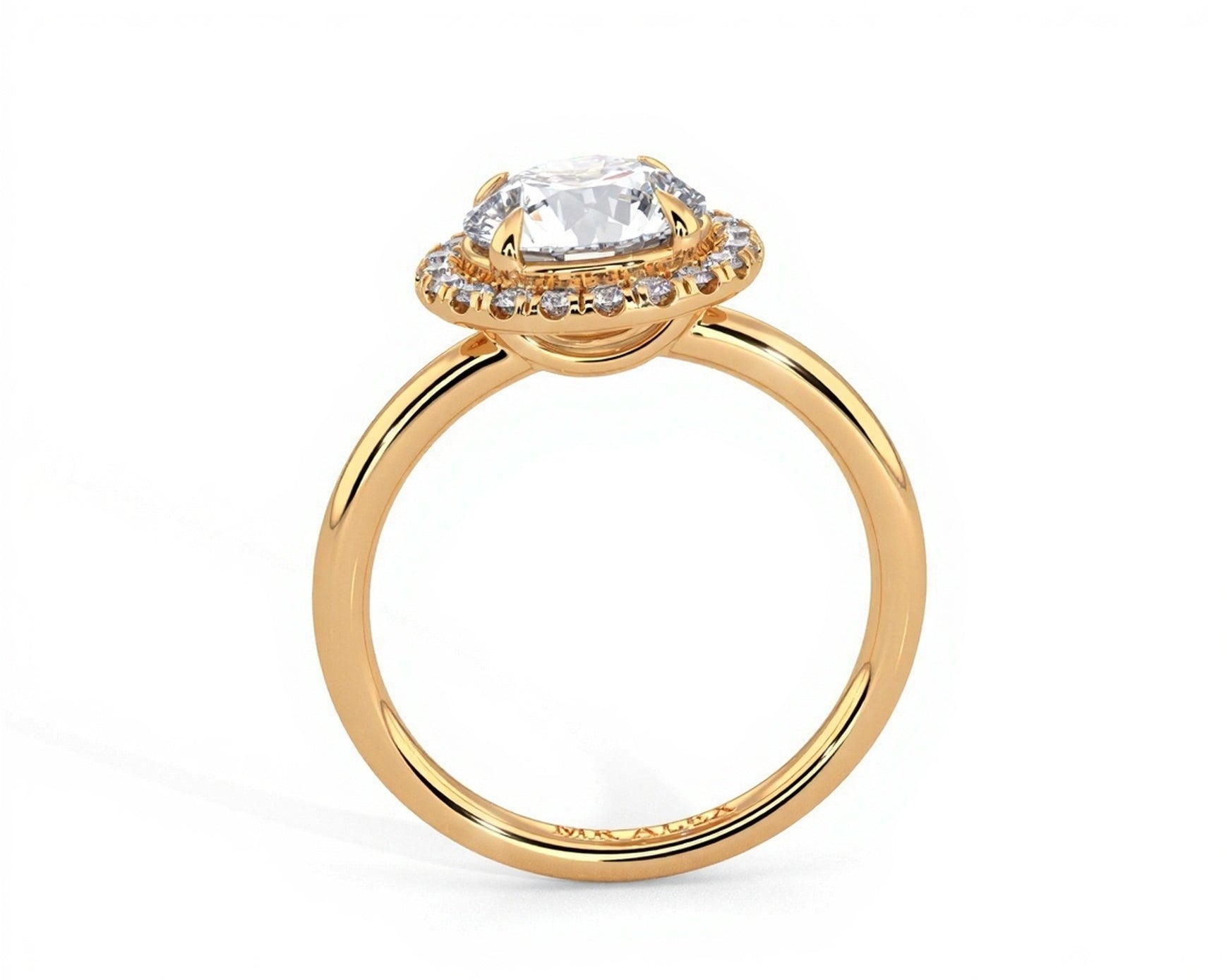2 Carat Round Brilliant Cut Halo with Pain Shank Engagement Ring - Mr. Alex Jewelry