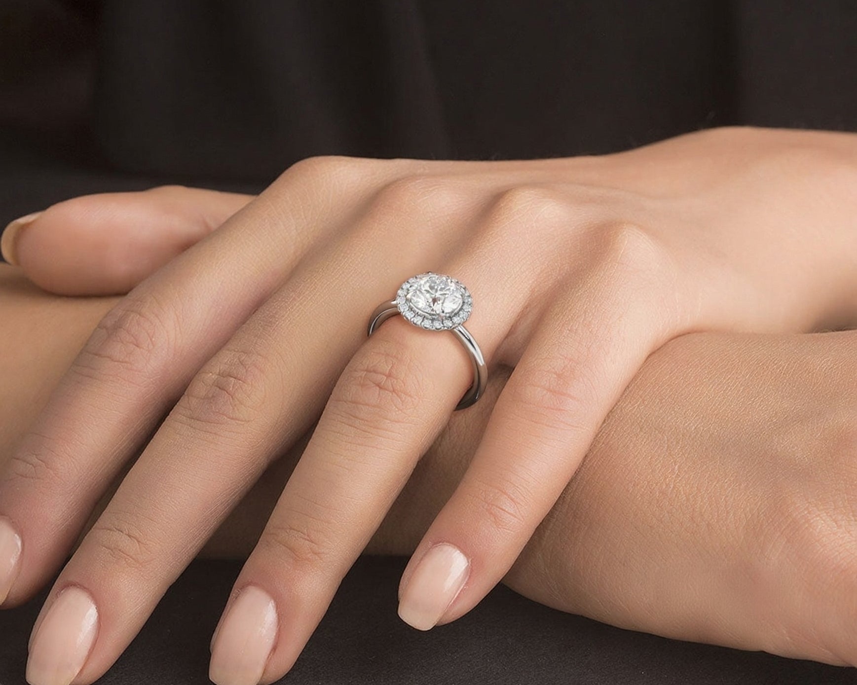 2 Carat Round Brilliant Cut Halo with Pain Shank Engagement Ring - Mr. Alex Jewelry