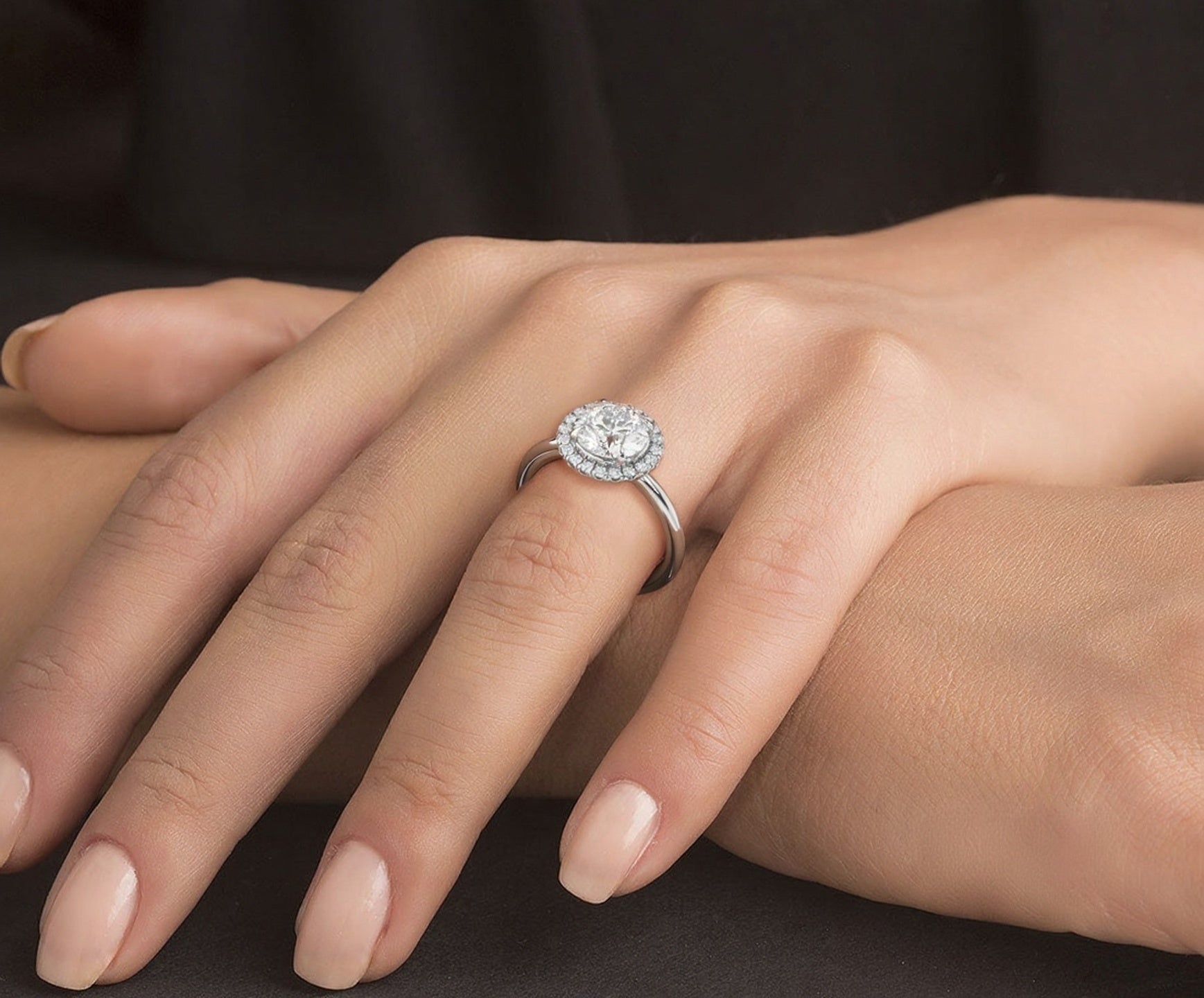 2 Carat Round Brilliant Cut Halo with Pain Shank Engagement Ring - Mr. Alex Jewelry