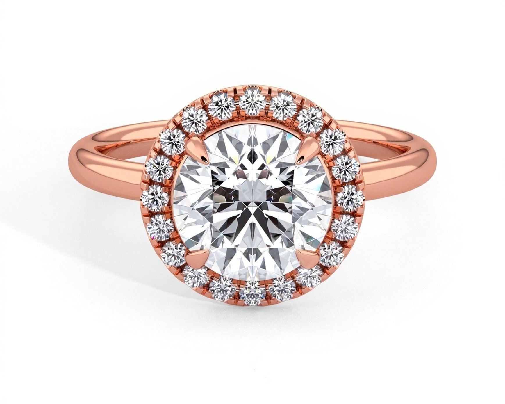 2 Carat Round Brilliant Cut Halo with Pain Shank Engagement Ring - Mr. Alex Jewelry