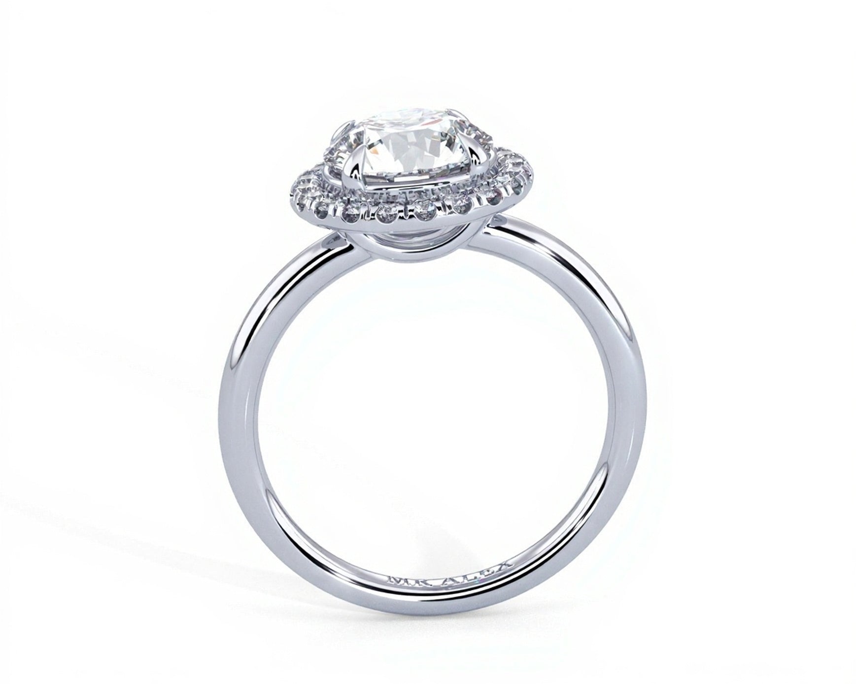 2 Carat Round Brilliant Cut Halo with Pain Shank Engagement Ring - Mr. Alex Jewelry