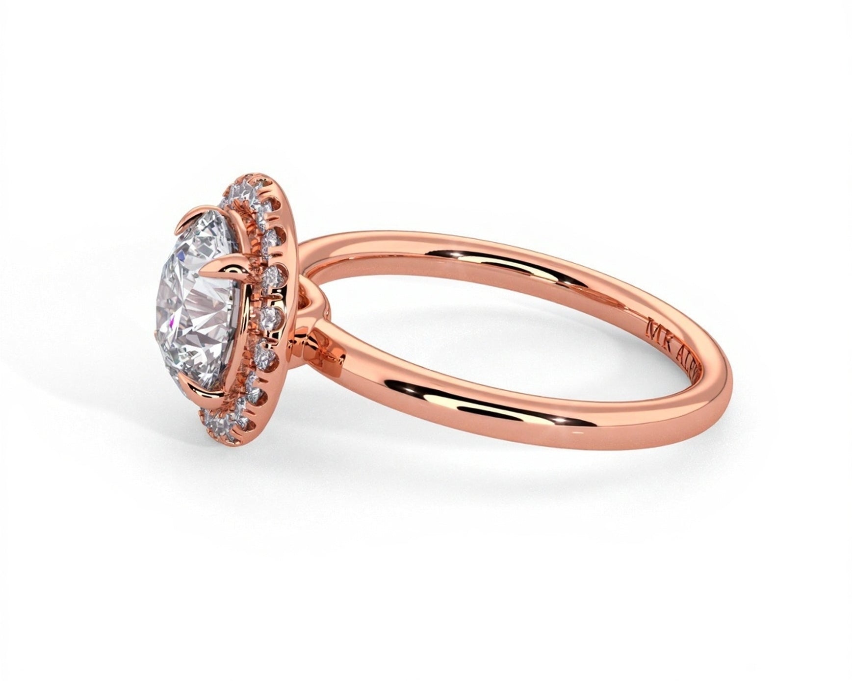 2 Carat Round Brilliant Cut Halo with Pain Shank Engagement Ring - Mr. Alex Jewelry