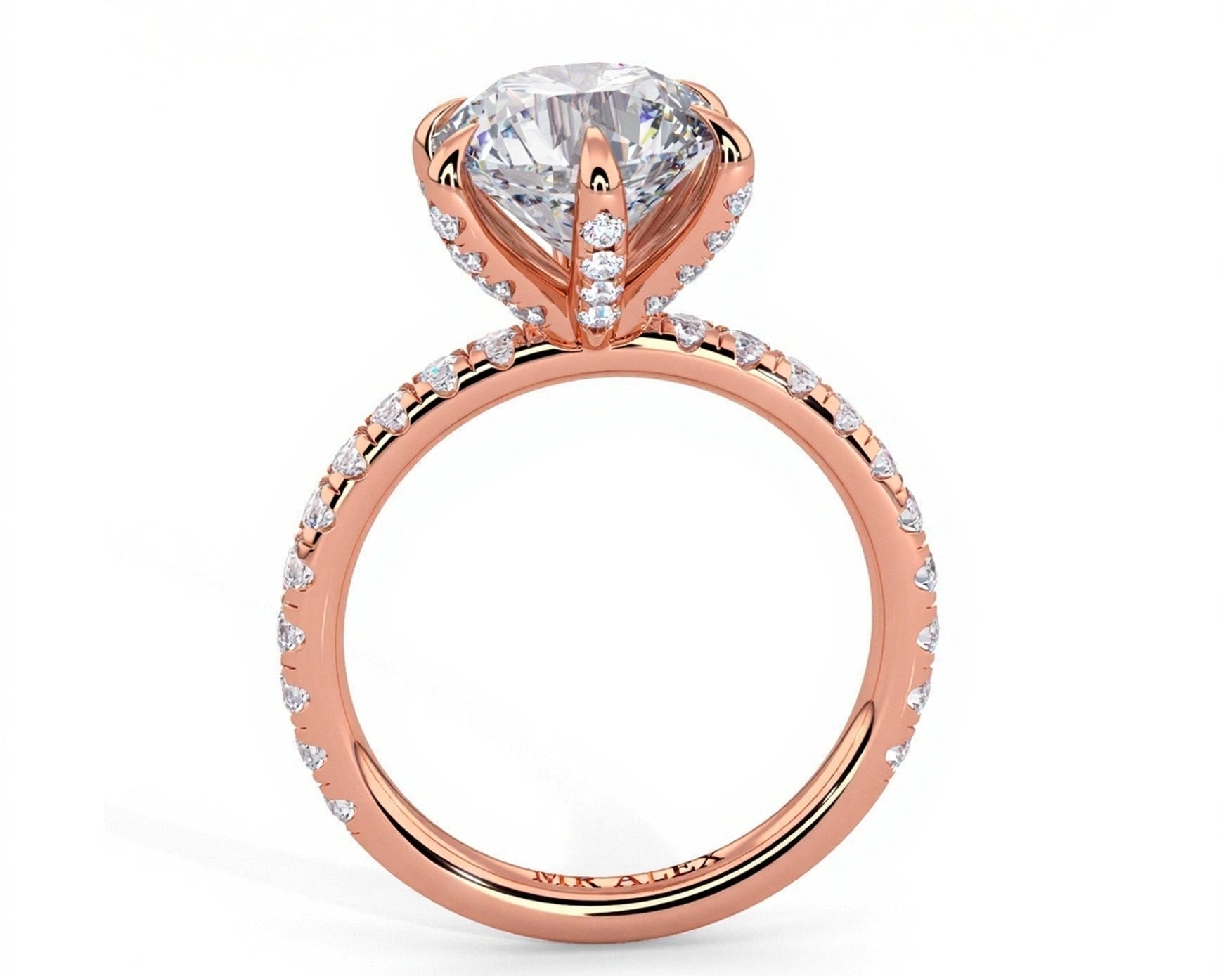 2 Carat Round Brilliant Cut Hidden Halo Micropavé Engagement Ring - Mr. Alex Jewelry