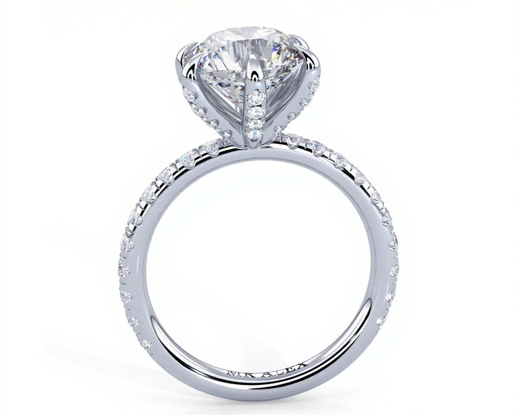 2 Carat Round Brilliant Cut Hidden Halo Micropavé Engagement Ring - Mr. Alex Jewelry