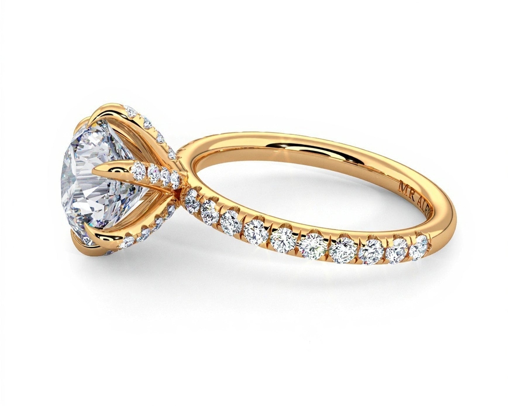 2 Carat Round Brilliant Cut Hidden Halo Micropavé Engagement Ring - Mr. Alex Jewelry