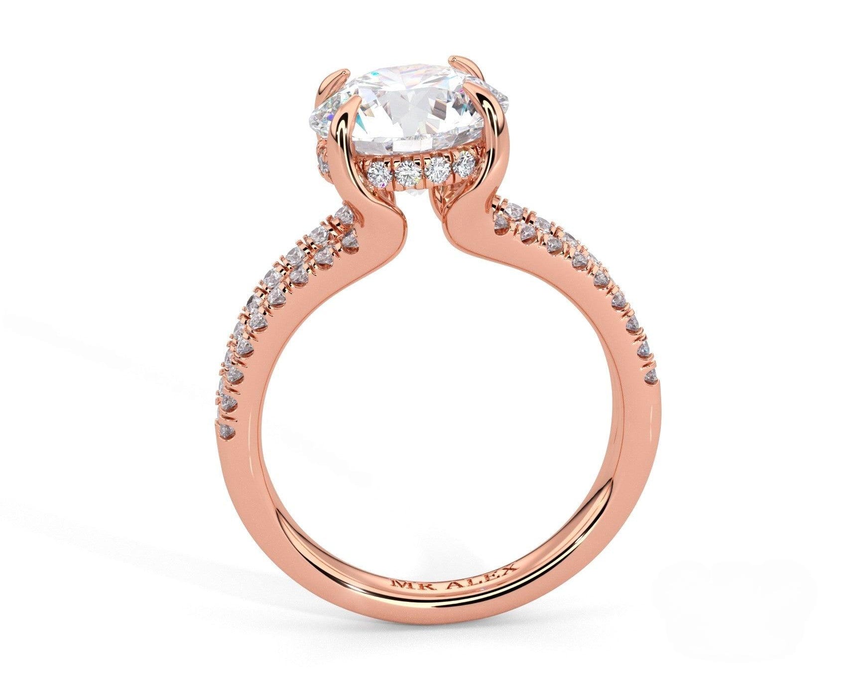 2 Carat Round Cut Split Shank Pave Diamond Engagement Ring - Mr. Alex Jewelry