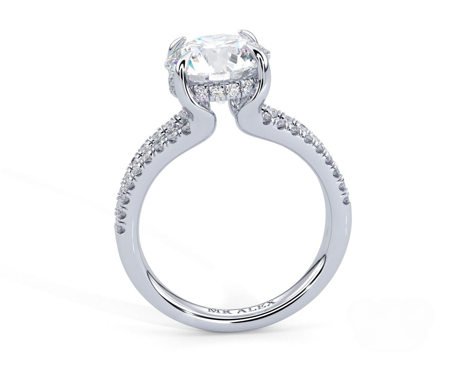 2 Carat Round Cut Split Shank Pave Diamond Engagement Ring - Mr. Alex Jewelry