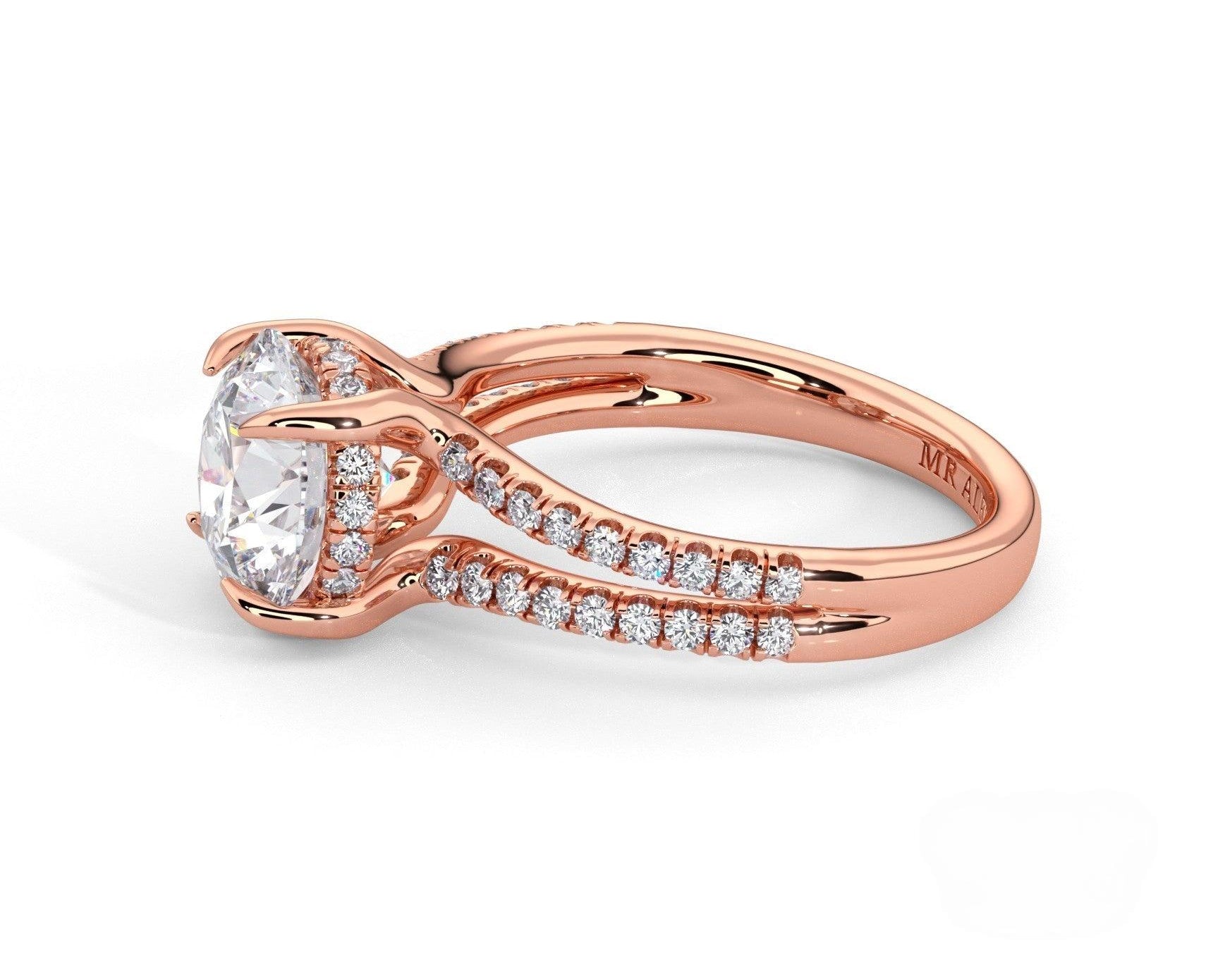 2 Carat Round Cut Split Shank Pave Diamond Engagement Ring - Mr. Alex Jewelry