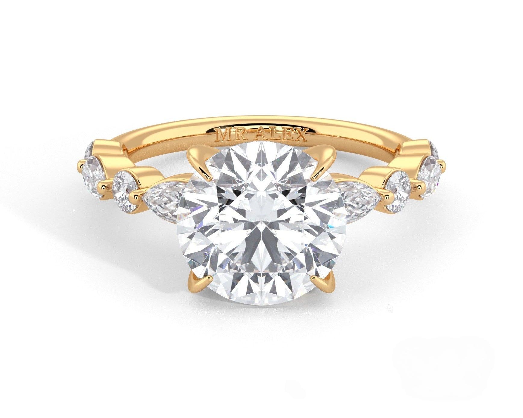 2 Carat Round Cut Straight Shank Alternating Round & Marquise Diamond - Mr. Alex Jewelry