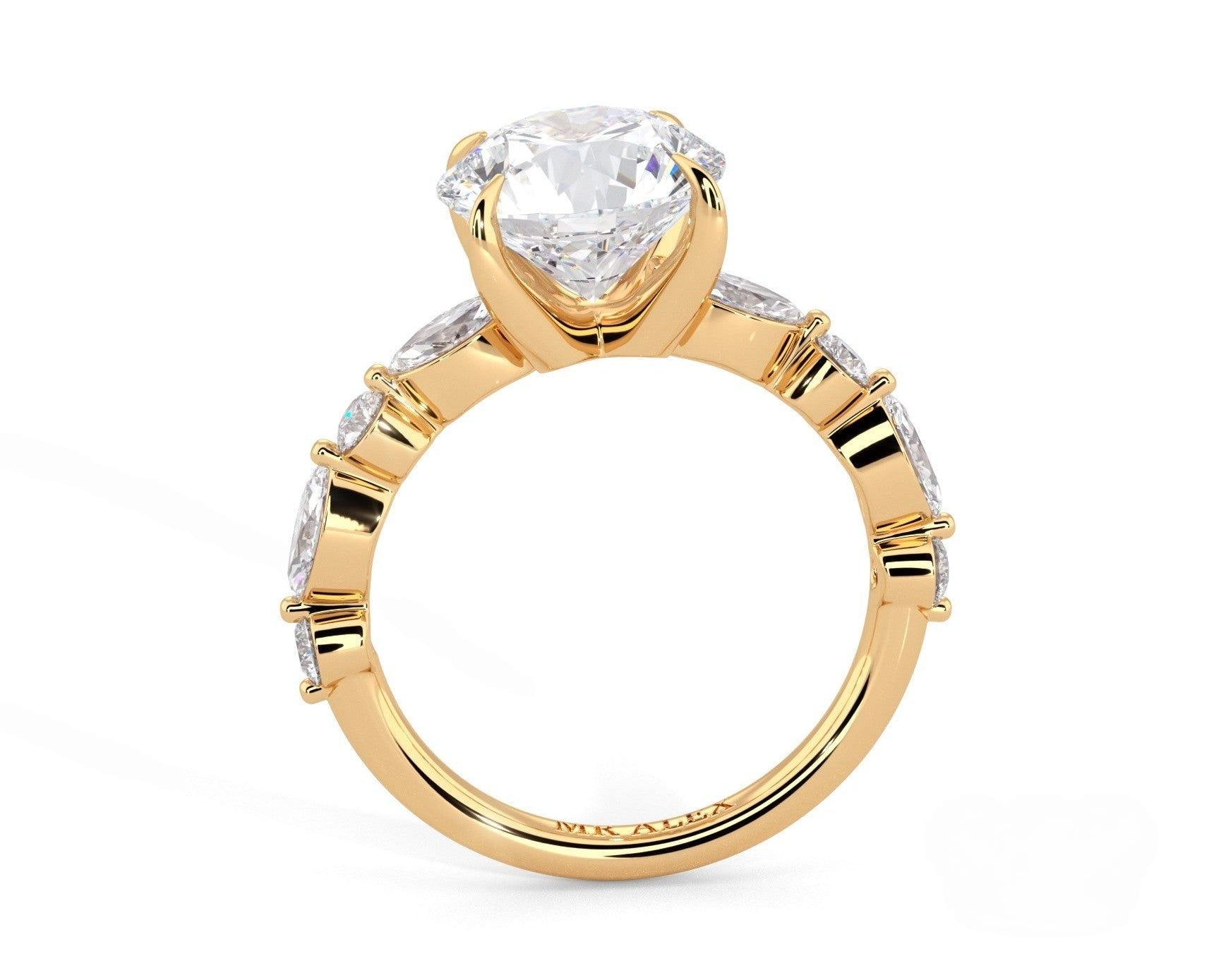 2 Carat Round Cut Straight Shank Alternating Round & Marquise Diamond - Mr. Alex Jewelry