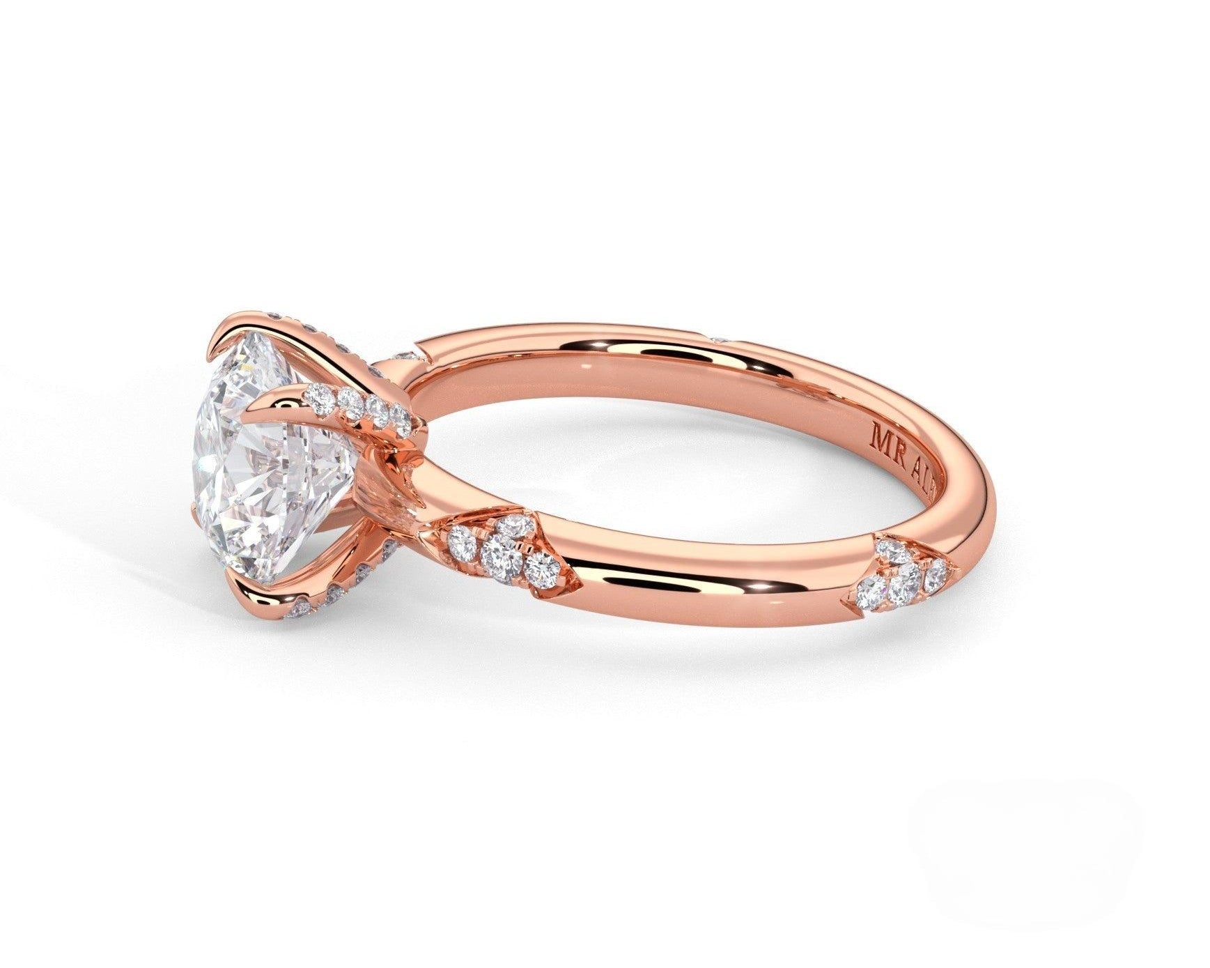 2 Carat Round Cut Straight Shank Round Diamond Accents Engagement Ring - Mr. Alex Jewelry