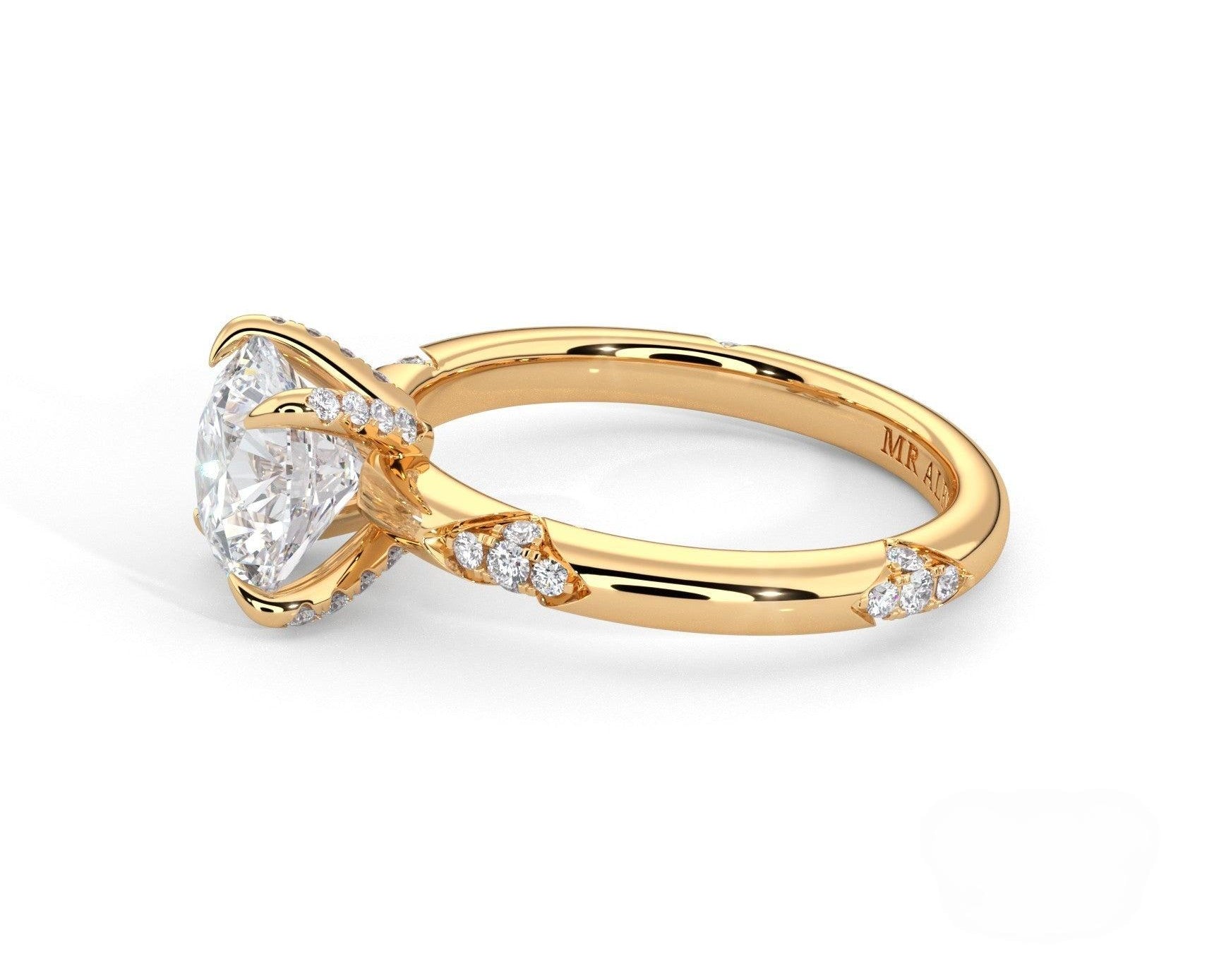 2 Carat Round Cut Straight Shank Round Diamond Accents Engagement Ring - Mr. Alex Jewelry