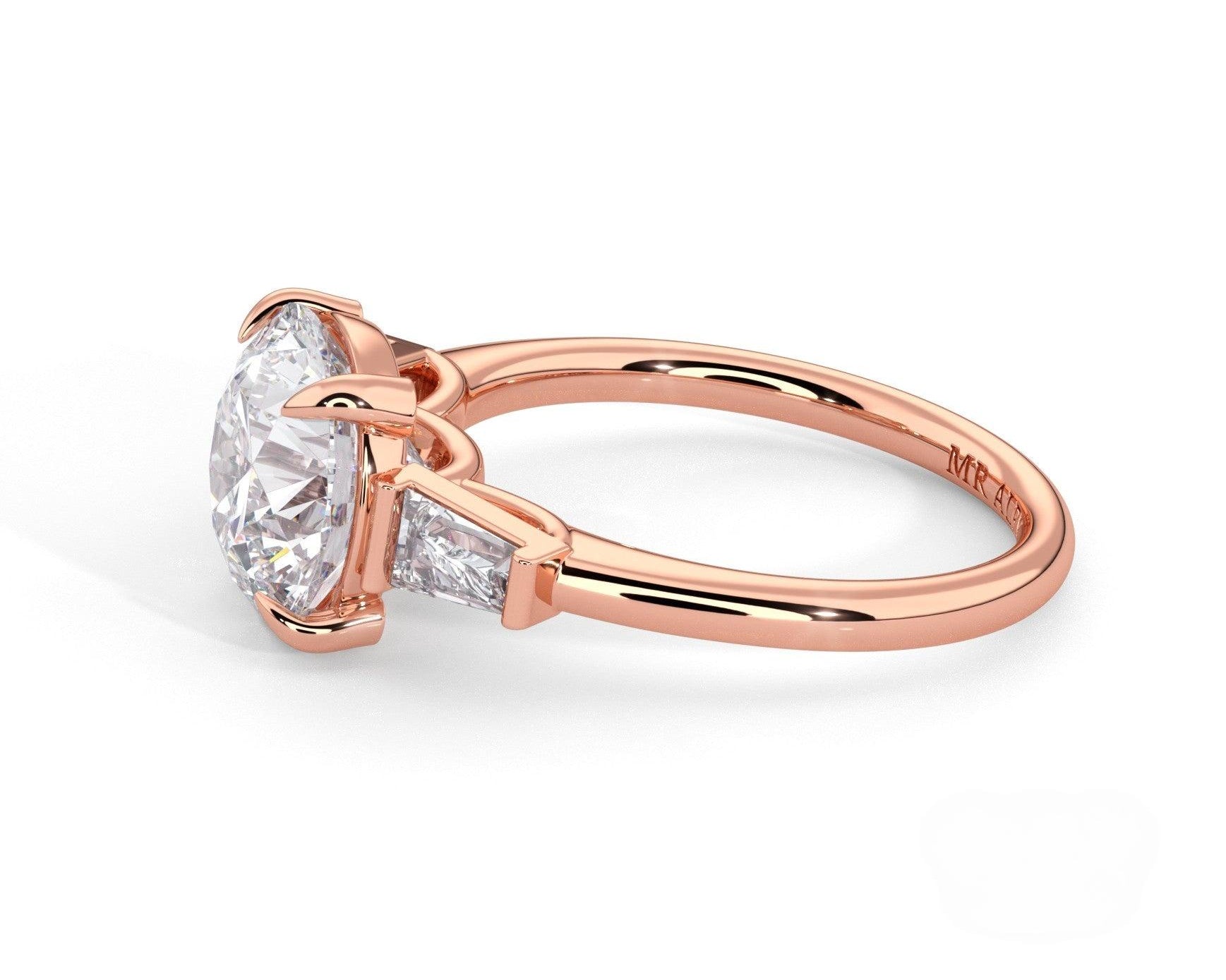 2 Carat Round Cut Tapered Baguette Three Stone Engagement Ring - Mr. Alex Jewelry