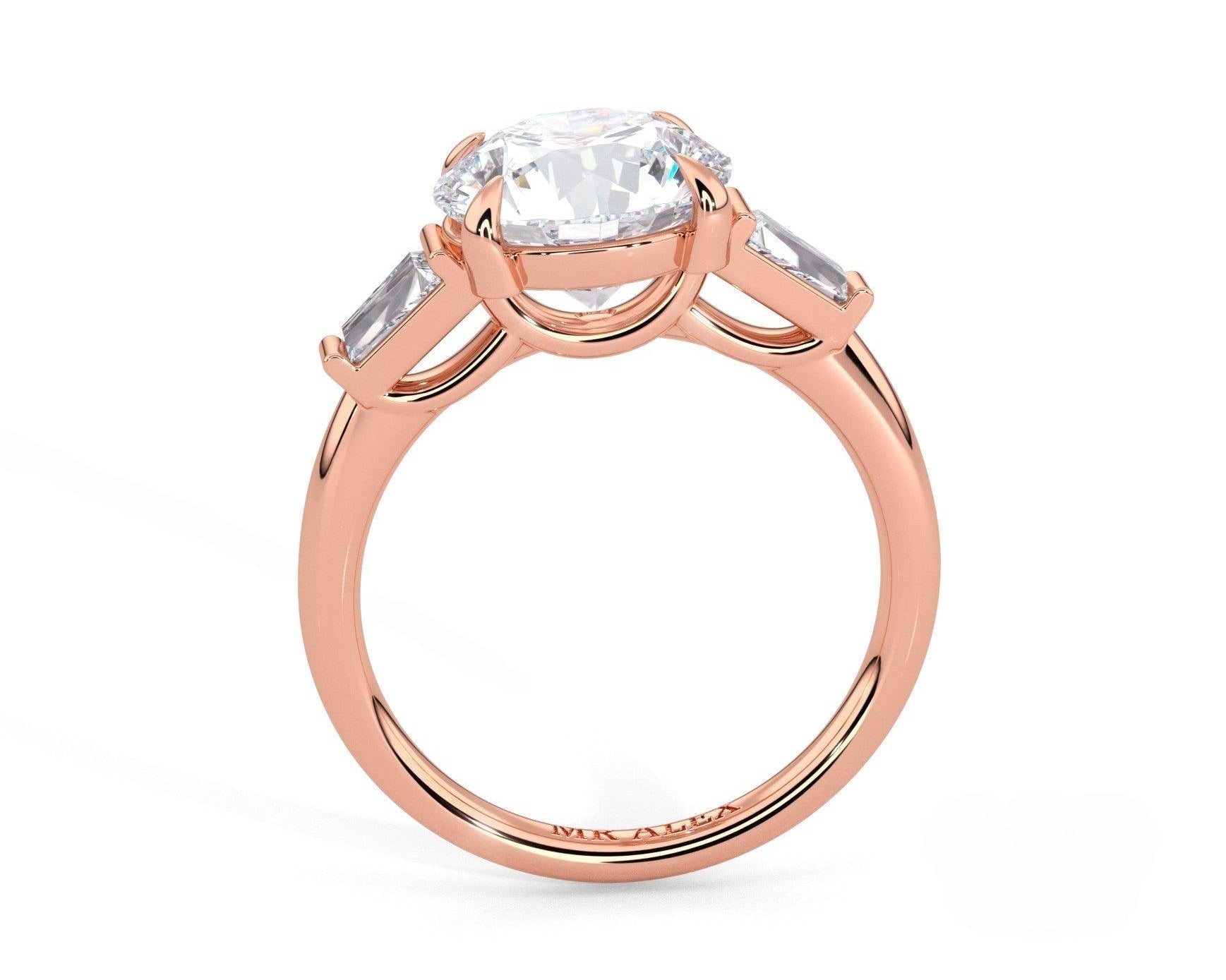 2 Carat Round Cut Tapered Baguette Three Stone Engagement Ring - Mr. Alex Jewelry