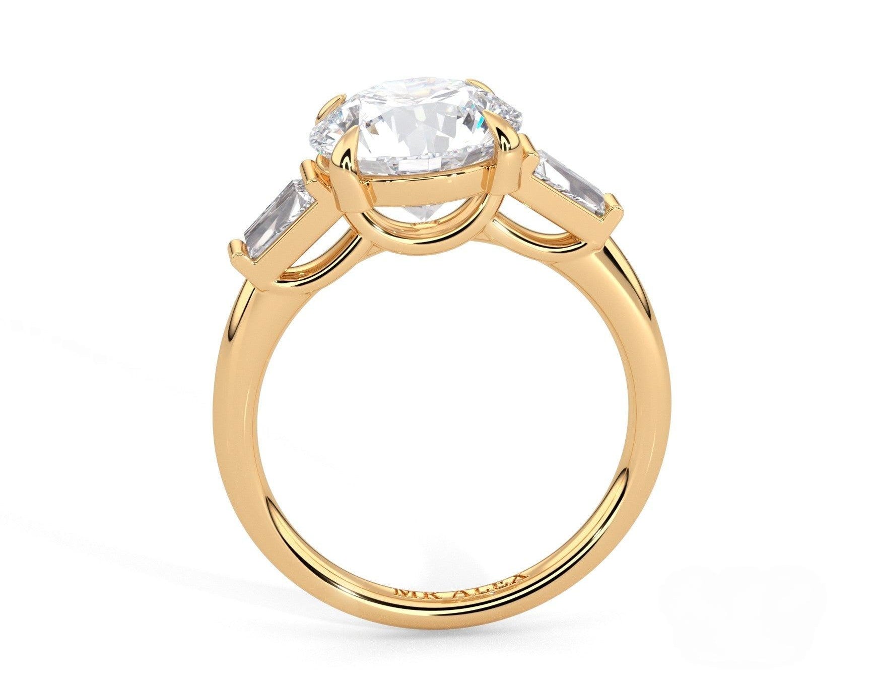 2 Carat Round Cut Tapered Baguette Three Stone Engagement Ring - Mr. Alex Jewelry