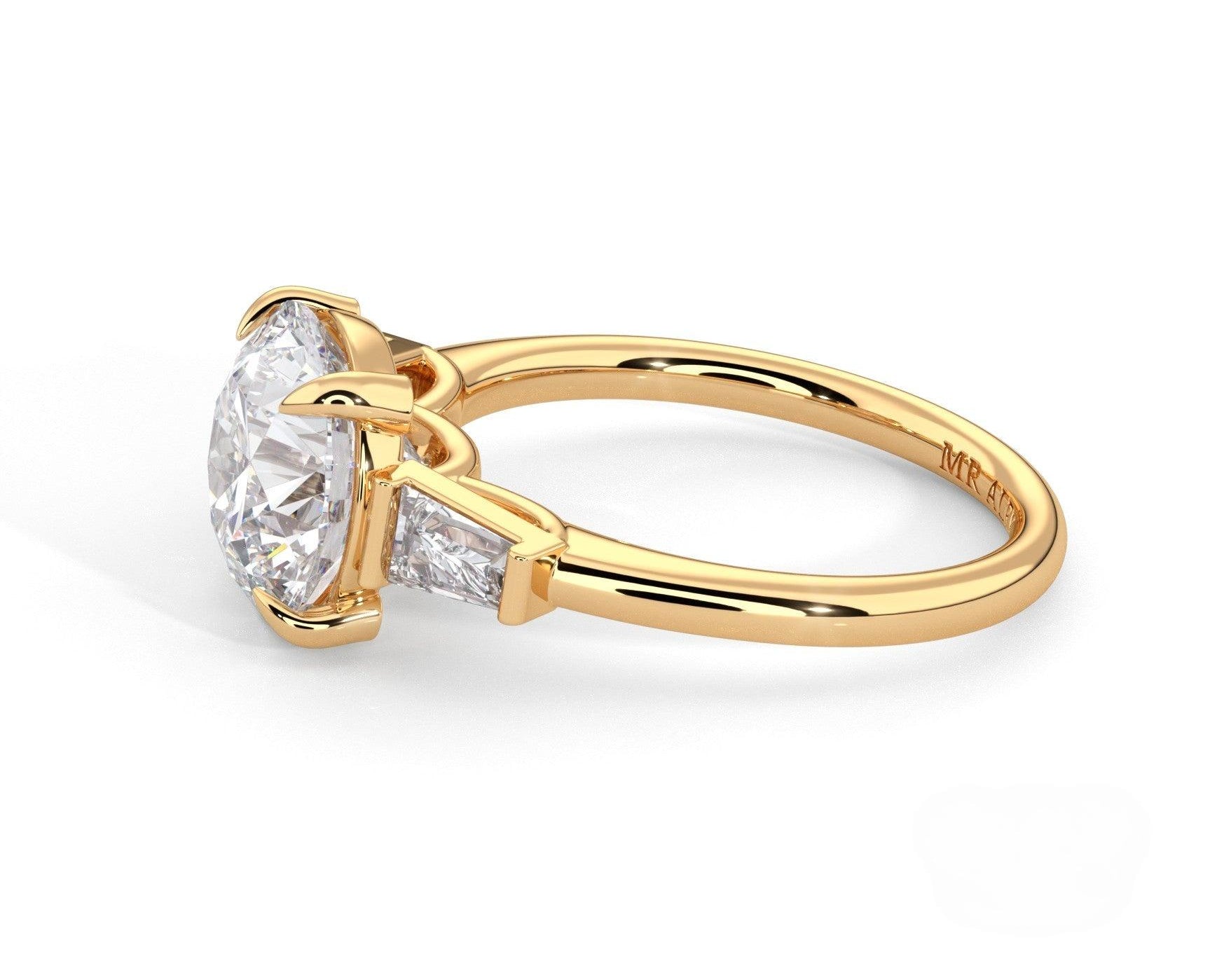 2 Carat Round Cut Tapered Baguette Three Stone Engagement Ring - Mr. Alex Jewelry