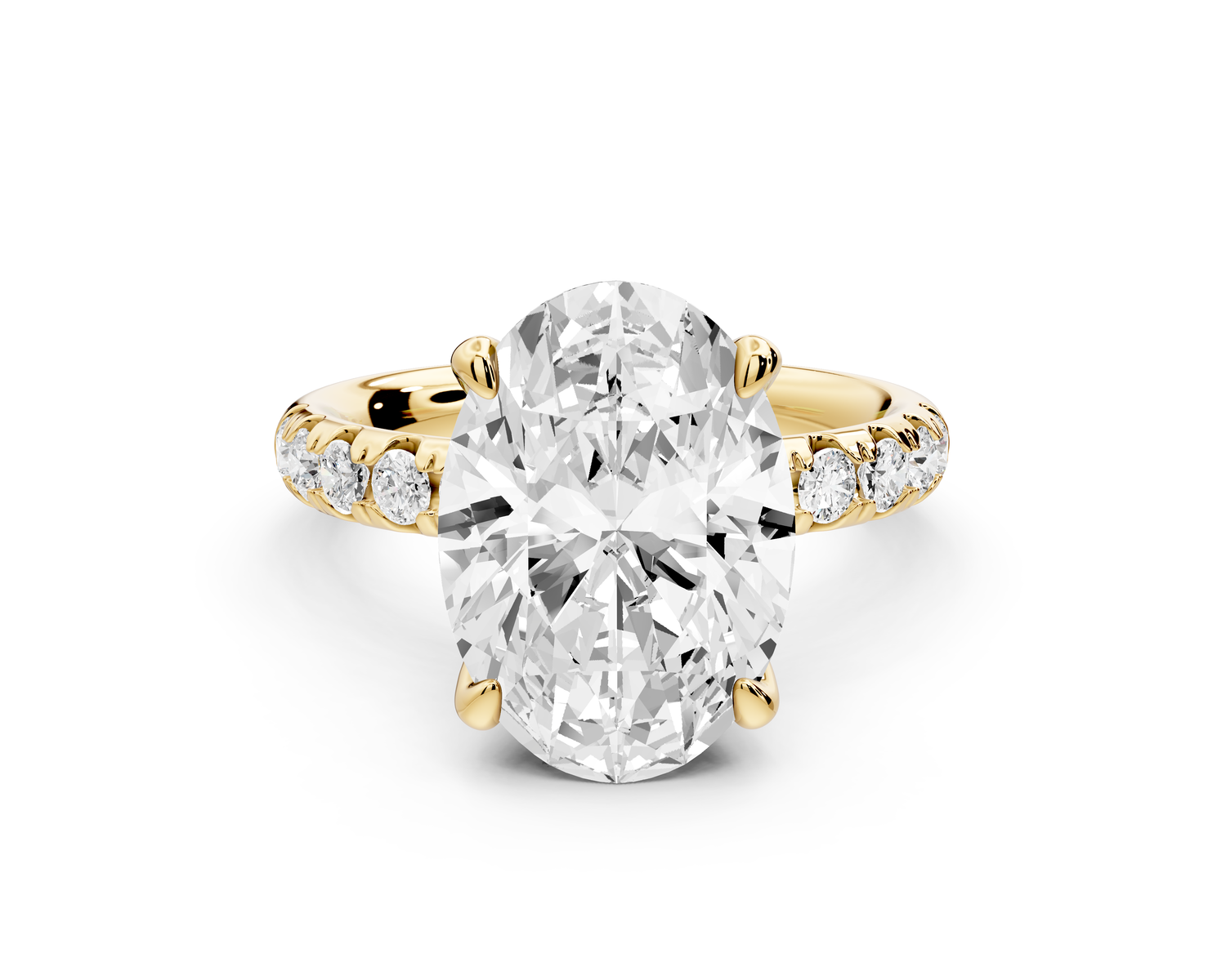 Valeria - 4ct 14k yellow gold oval Scalloped Pavé Half Band Engagement Ring