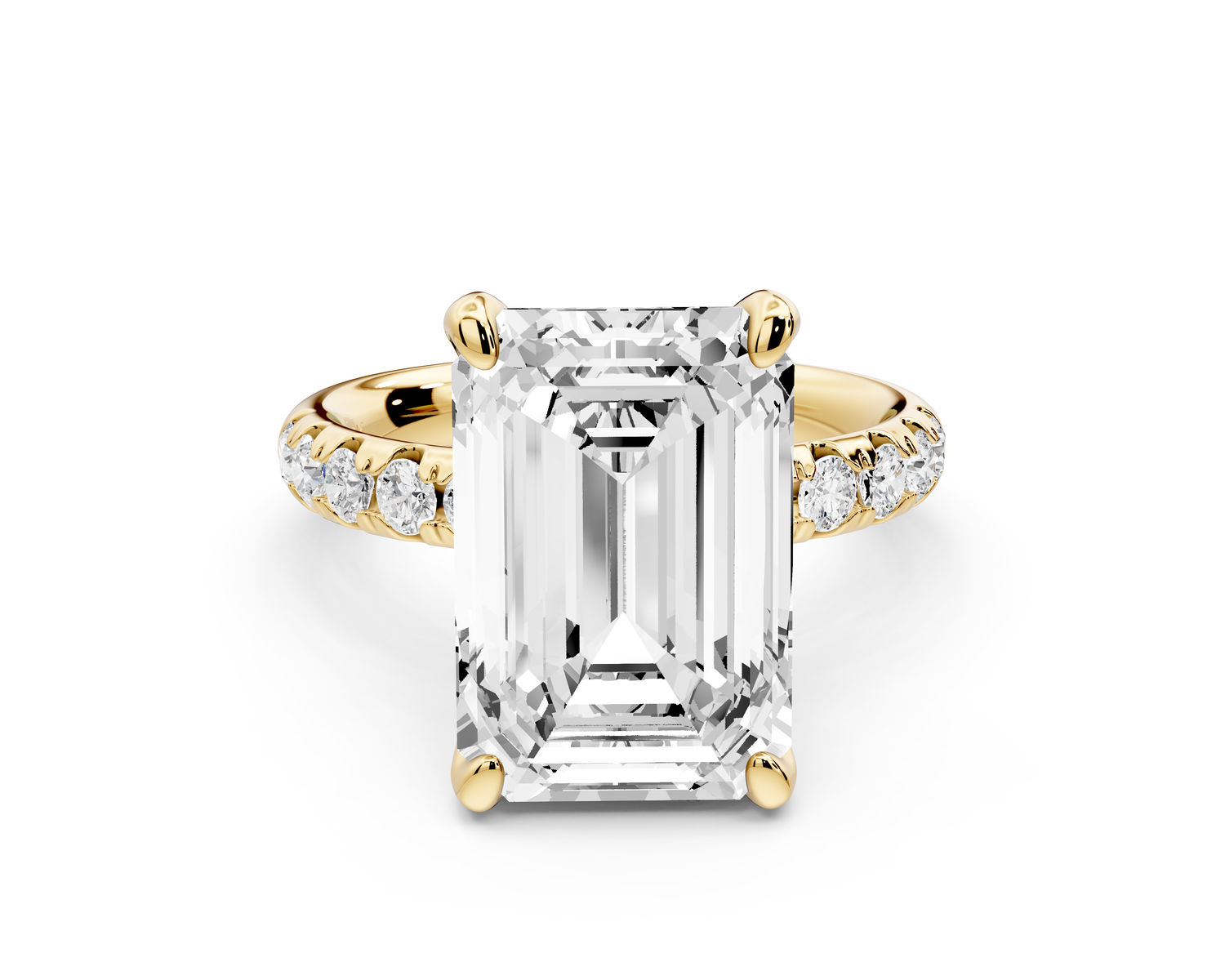 Valeria - 5ct 14k yellow gold emerald Scalloped Pavé Half Band Engagement Ring