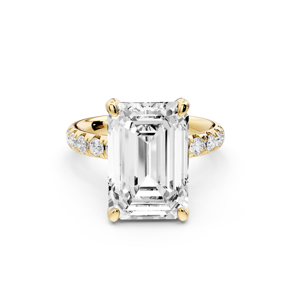 Valeria - 5ct 14k yellow gold emerald Scalloped Pavé Half Band Engagement Ring