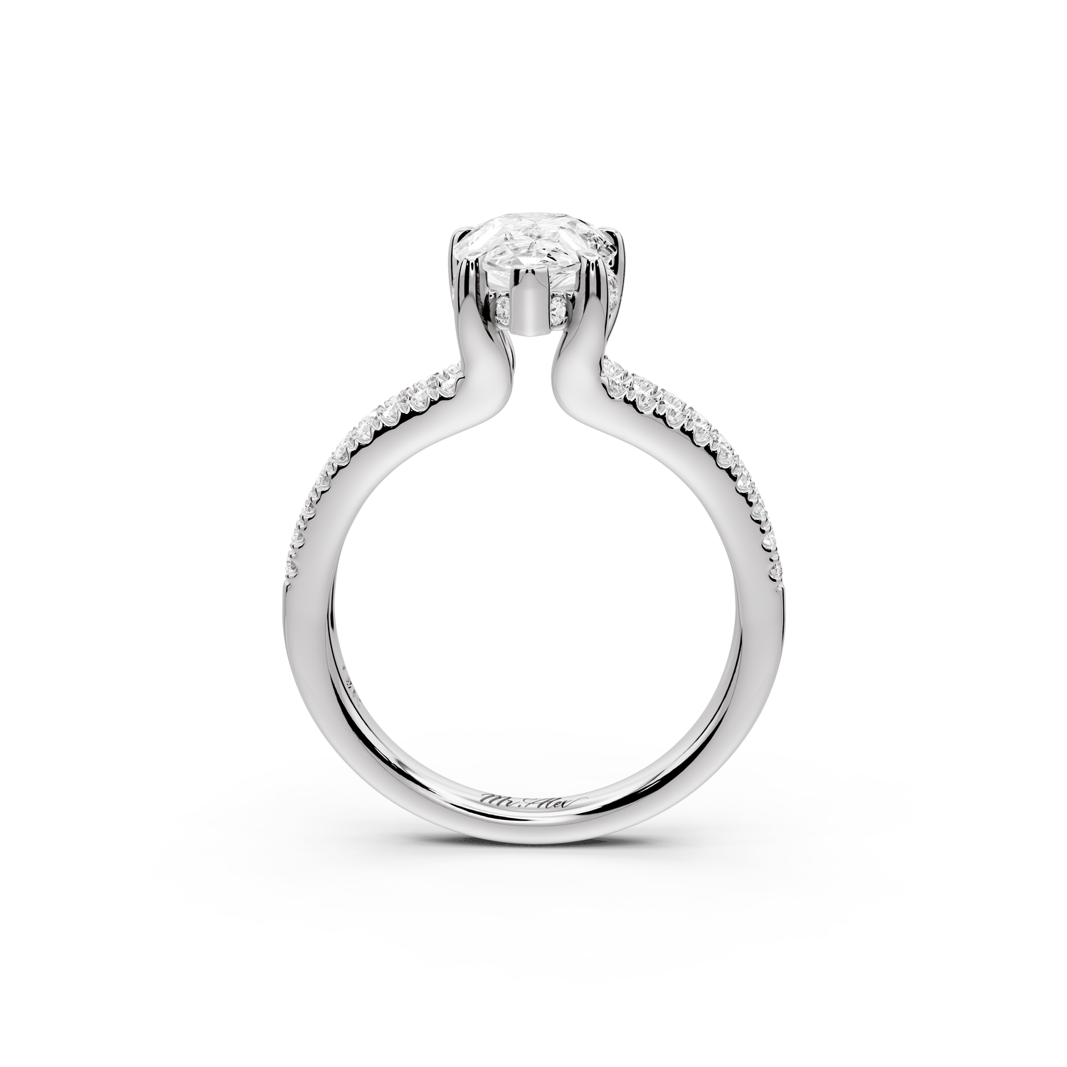 Liora - 2ct 14k white gold pear Hidden Halo Micro Pavé Split Shank Engagement Ring