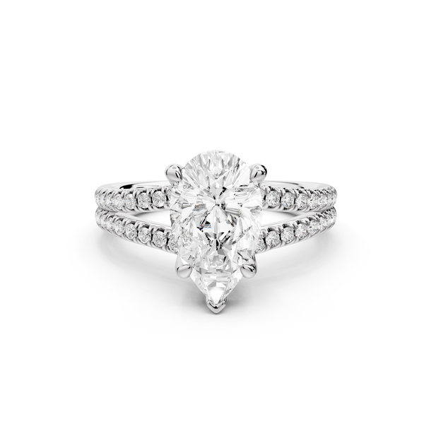 Liora - 2ct 14k white gold pear Hidden Halo Micro Pavé Split Shank Engagement Ring