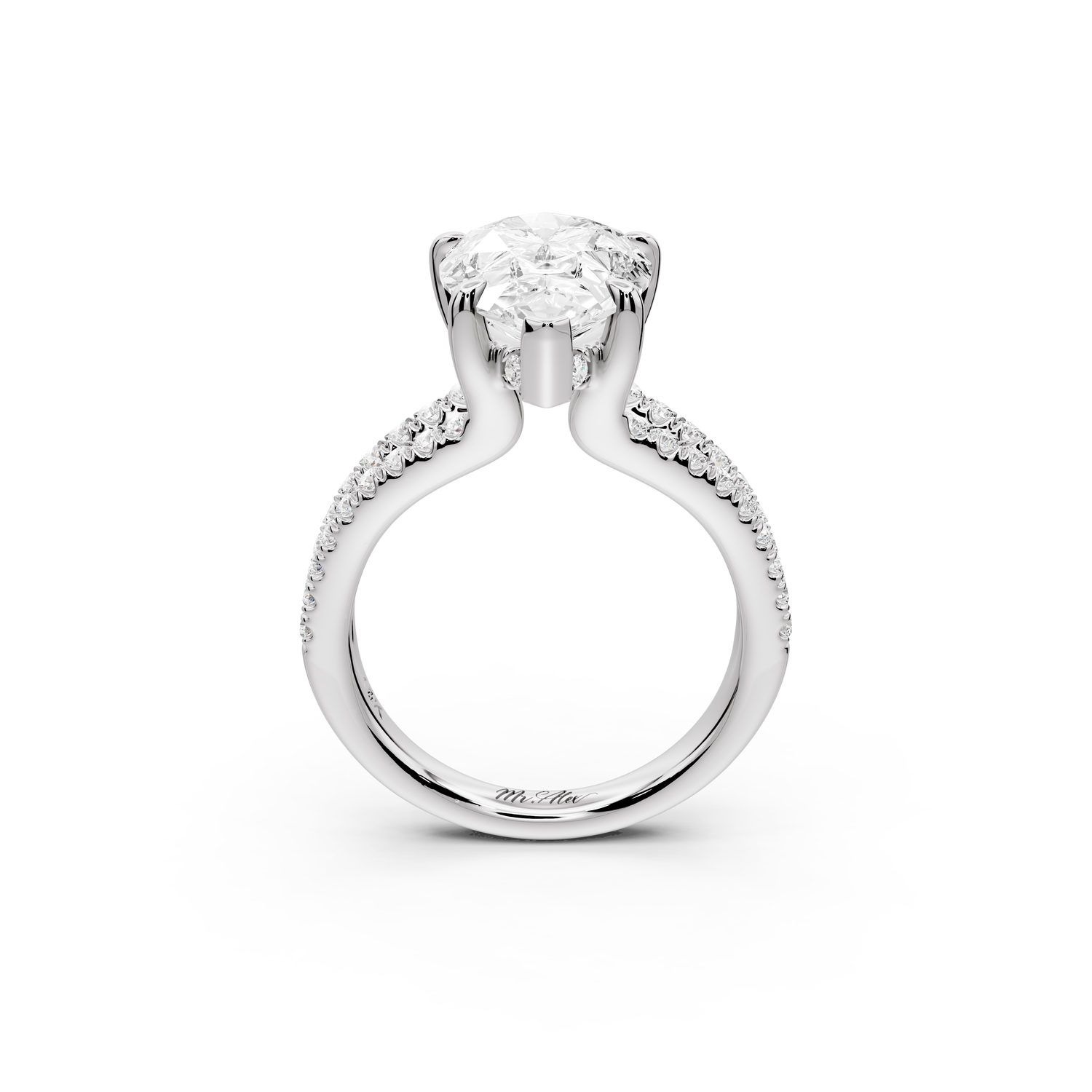 Liora - 3ct 14k white gold pear Hidden Halo Micro Pavé Split Shank Engagement Ring