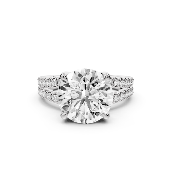 Liora - 3ct 14k white gold round Hidden Halo Micro Pavé Split Shank Engagement Ring