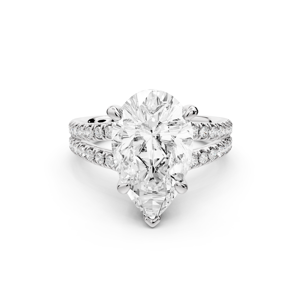 Liora - 4ct 14k white gold pear Hidden Halo Micro Pavé Split Shank Engagement Ring