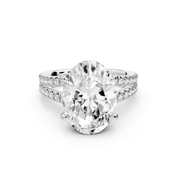 Liora - 5ct 14k white gold oval Hidden Halo Micro Pavé Split Shank Engagement Ring