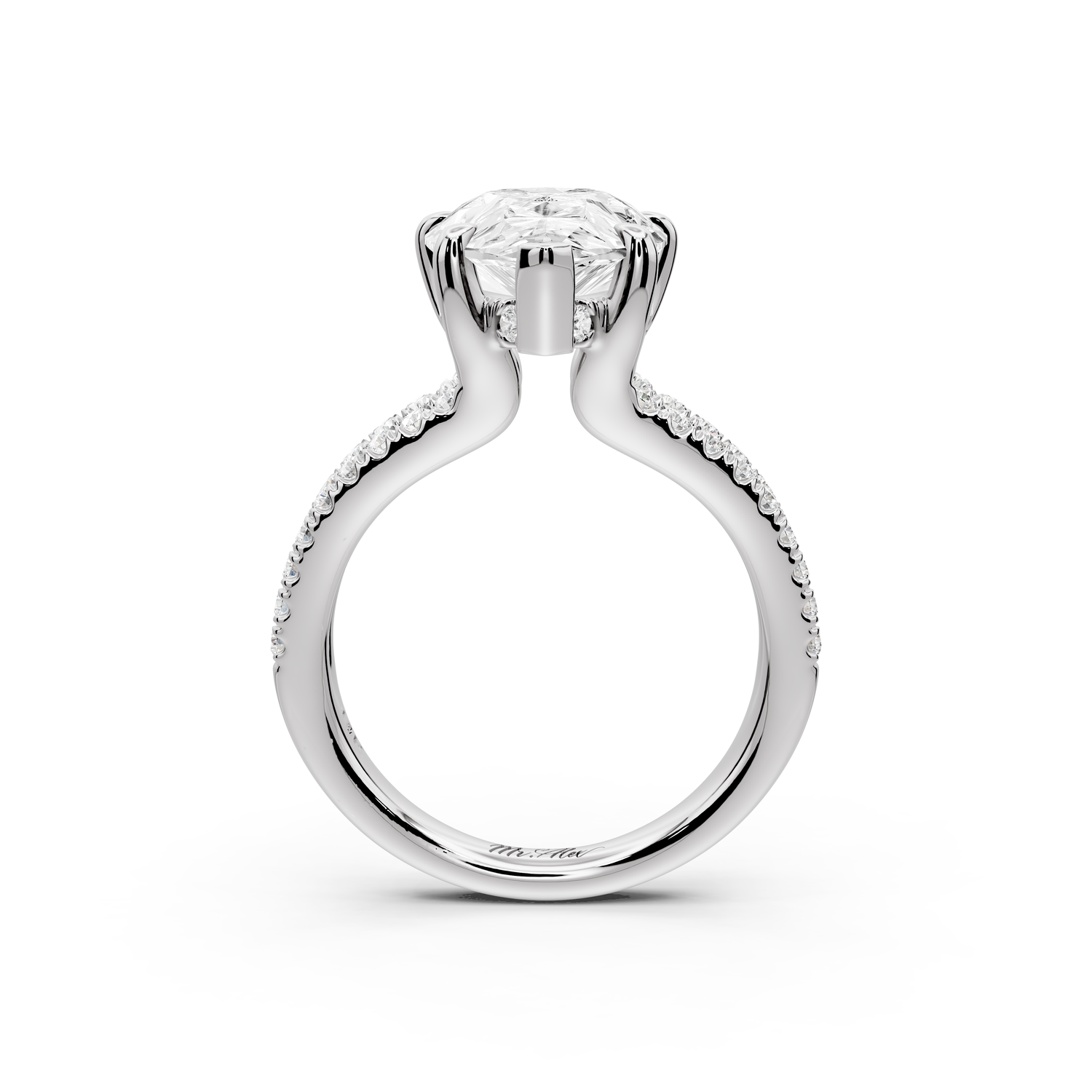 Liora - 5ct 14k white gold pear Hidden Halo Micro Pavé Split Shank Engagement Ring