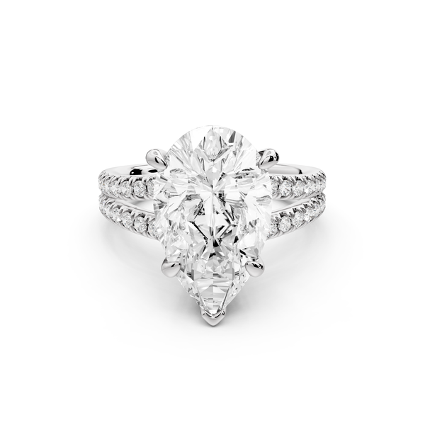Liora - 5ct 14k white gold pear Hidden Halo Micro Pavé Split Shank Engagement Ring
